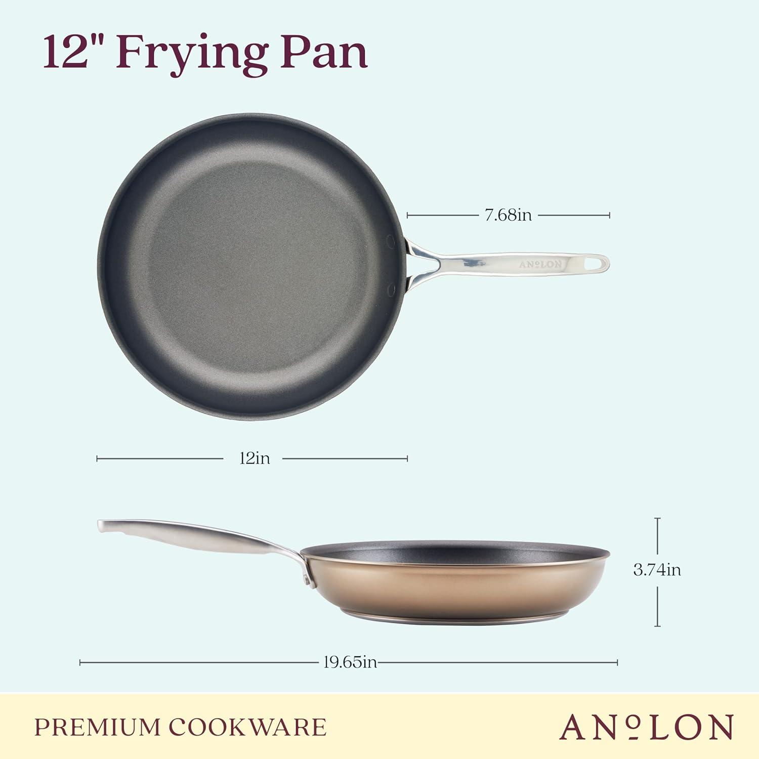 Bronze 12" Hard Anodized Nonstick Aluminum Frying Pan