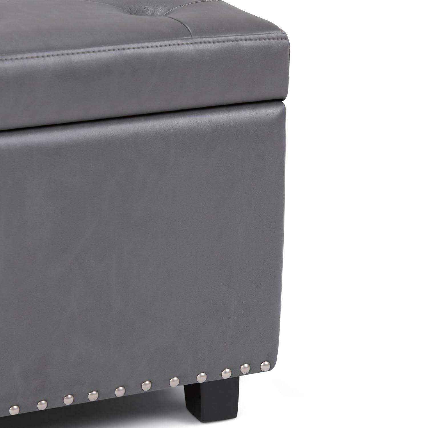 Simpli Home Hamilton 48"W Upholstered Storage Ottoman Bench with Lift-Top Lid, Tufted Design, and Nailhead Trim