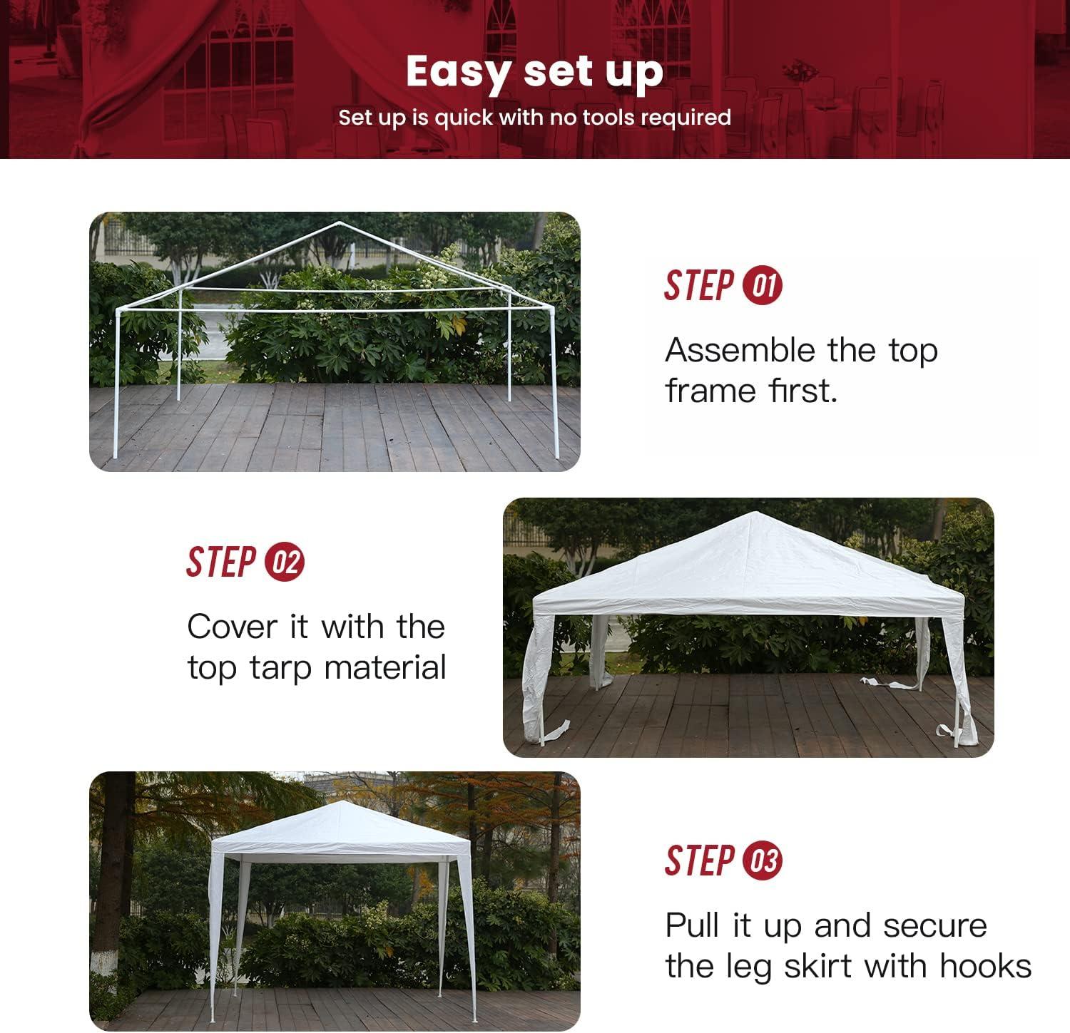 10x10 White Waterproof Outdoor Canopy Tent with Alloy Steel Frame