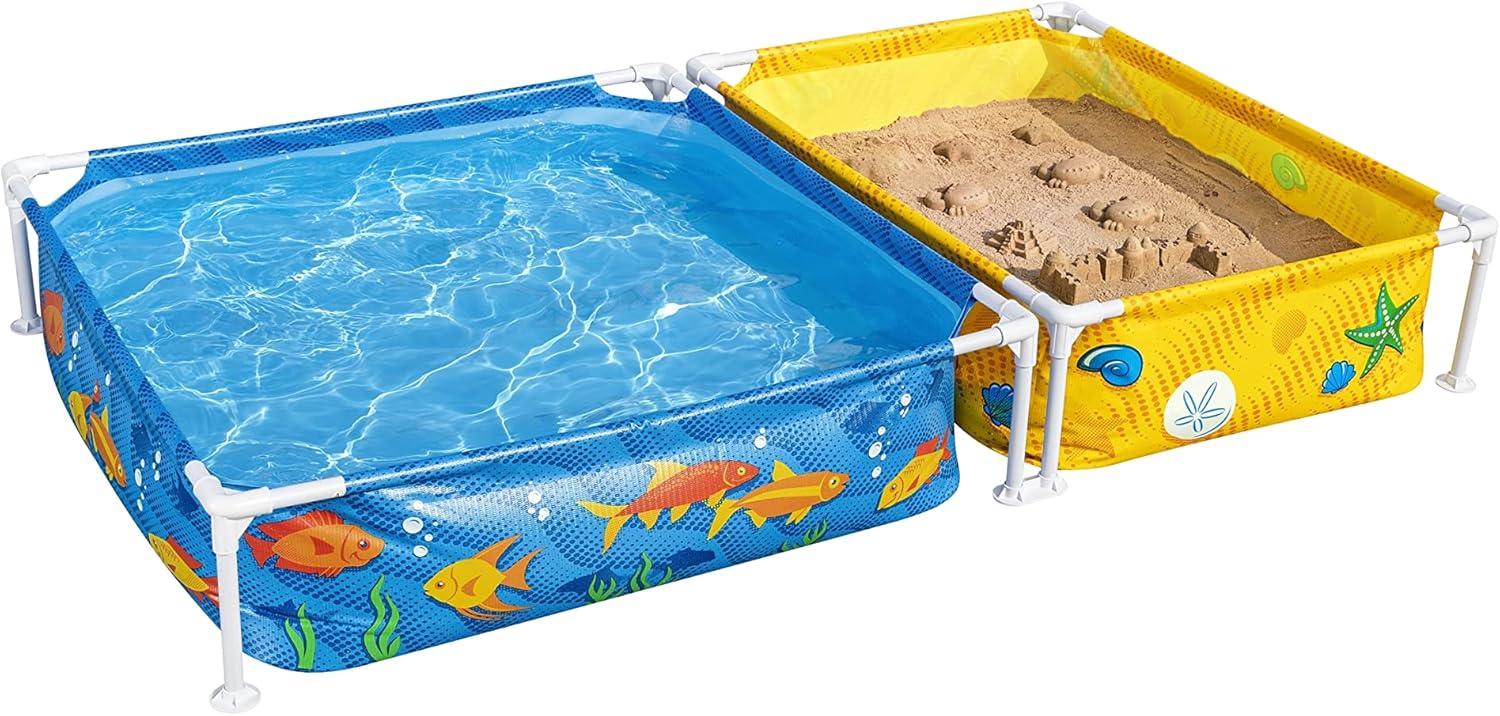 H2OGO! 2-in-1 My First Frame Above Ground DuraPlus Corrosion Resistant Steel Frame Kiddie Pool and Sandpit with Cover and Repair Patch