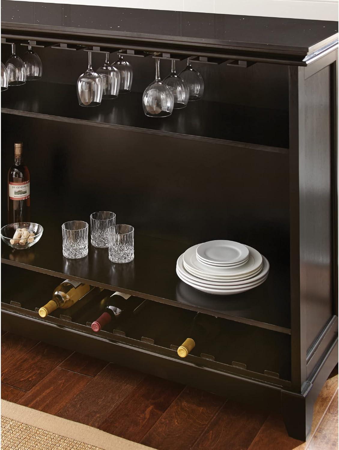 Steve Silver Co. Garcia Counter Height Bar Black: Laminate Surface, Hardwood Frame, Fixed Shelves