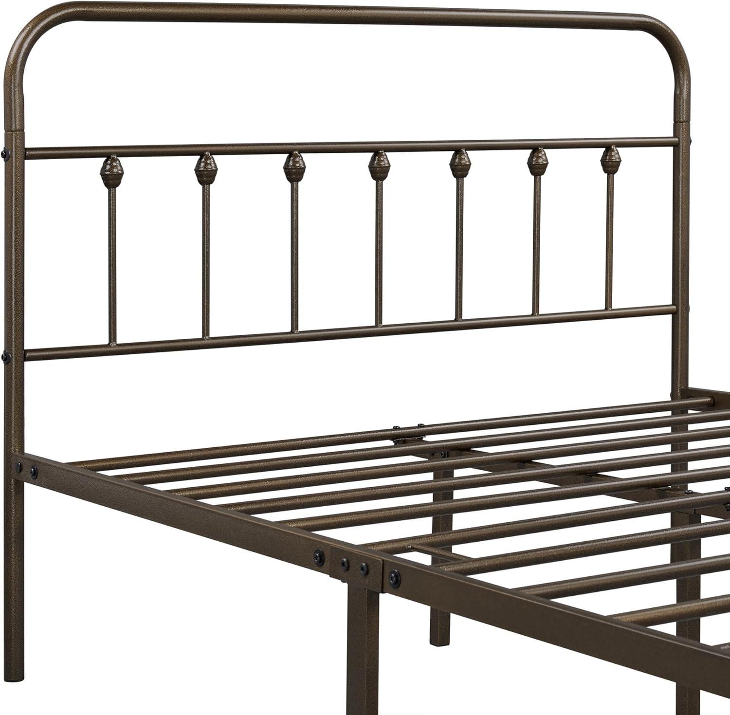 Bronze Full Size Metal Bed Frame with High Headboard