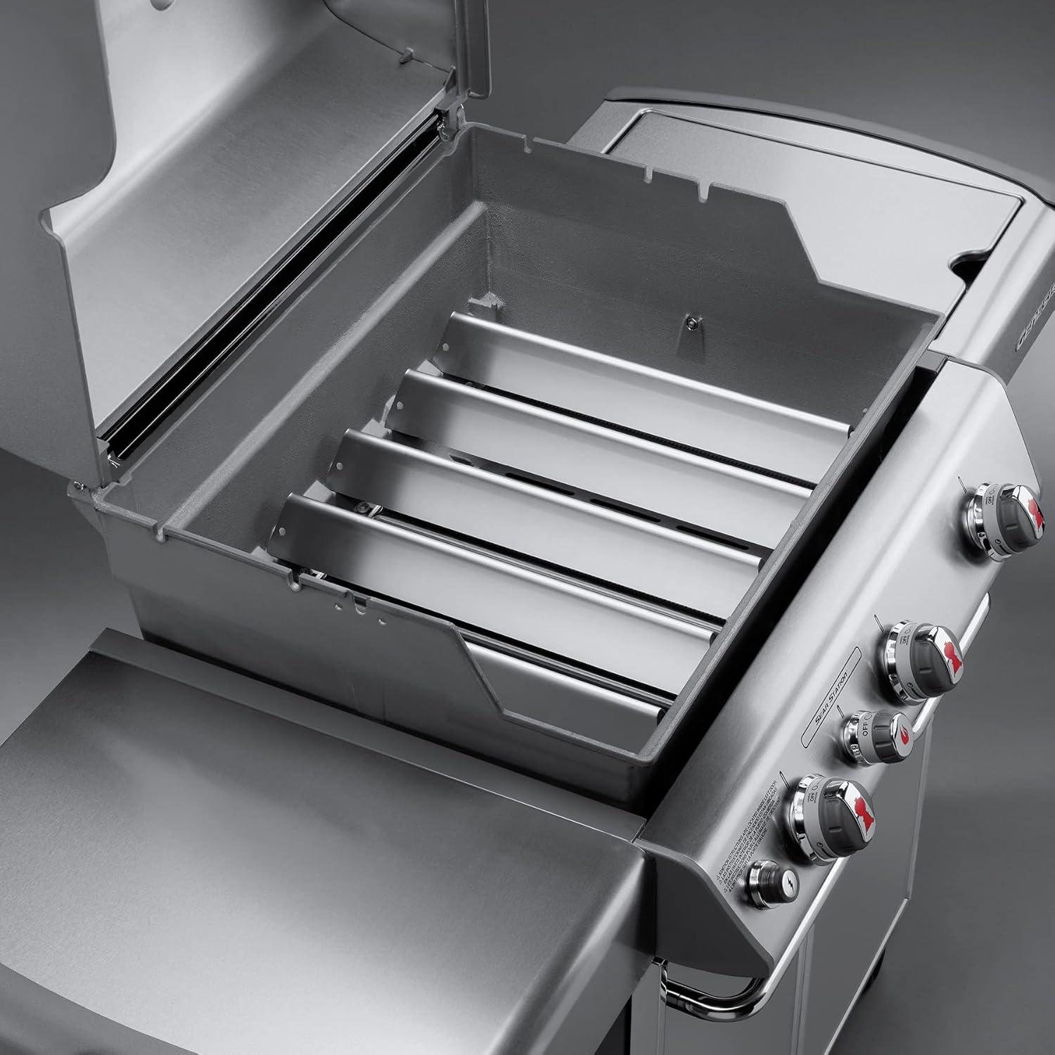 Weber 7620 Stainless Steel Flame Tamer Flavorizer Bars For Genesis 300 Series Gas Grills W/ Front Mounted Control Panel - 5-Pieces