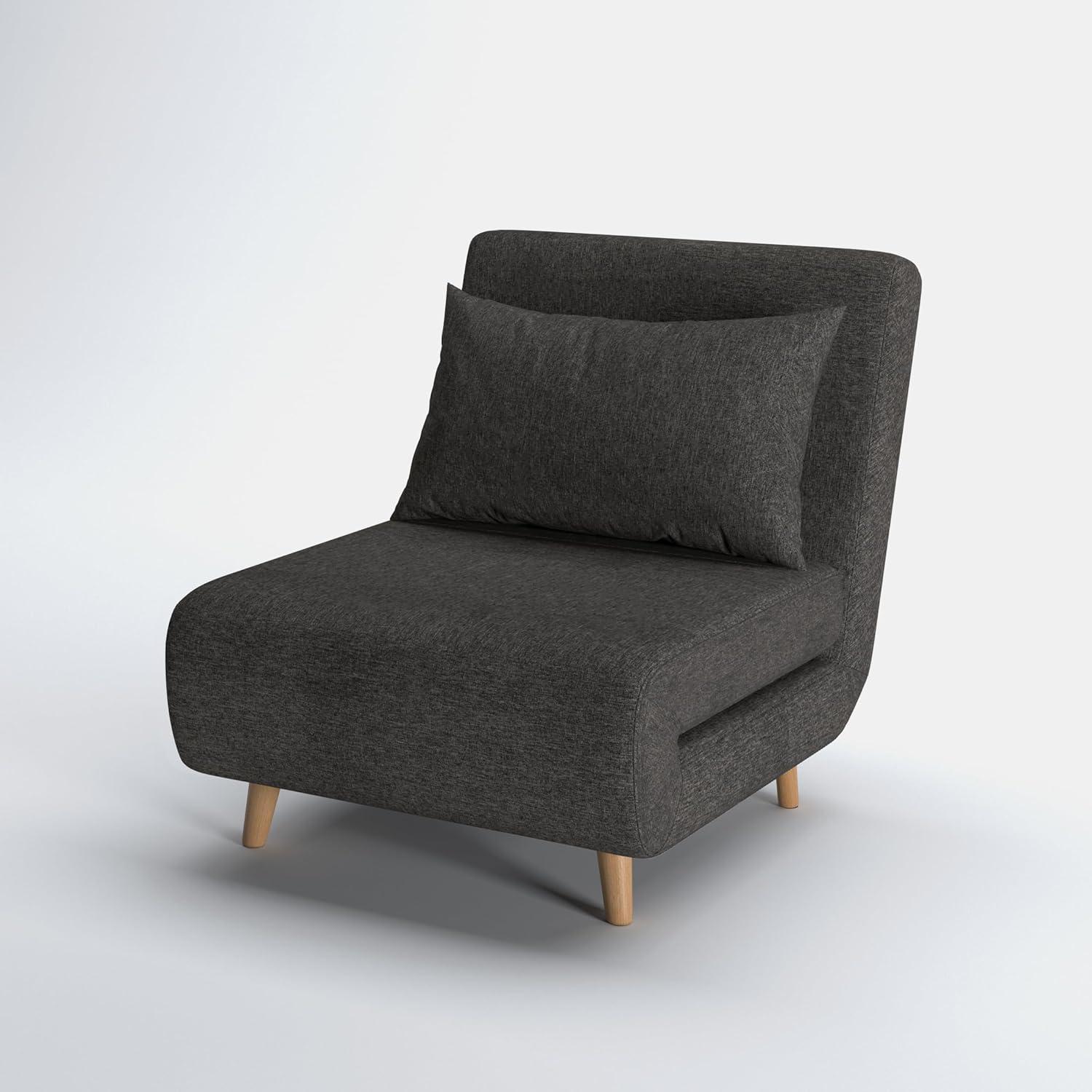 A&D Home Tustin Polyester Convertible Futon Chair, Velvet Blue