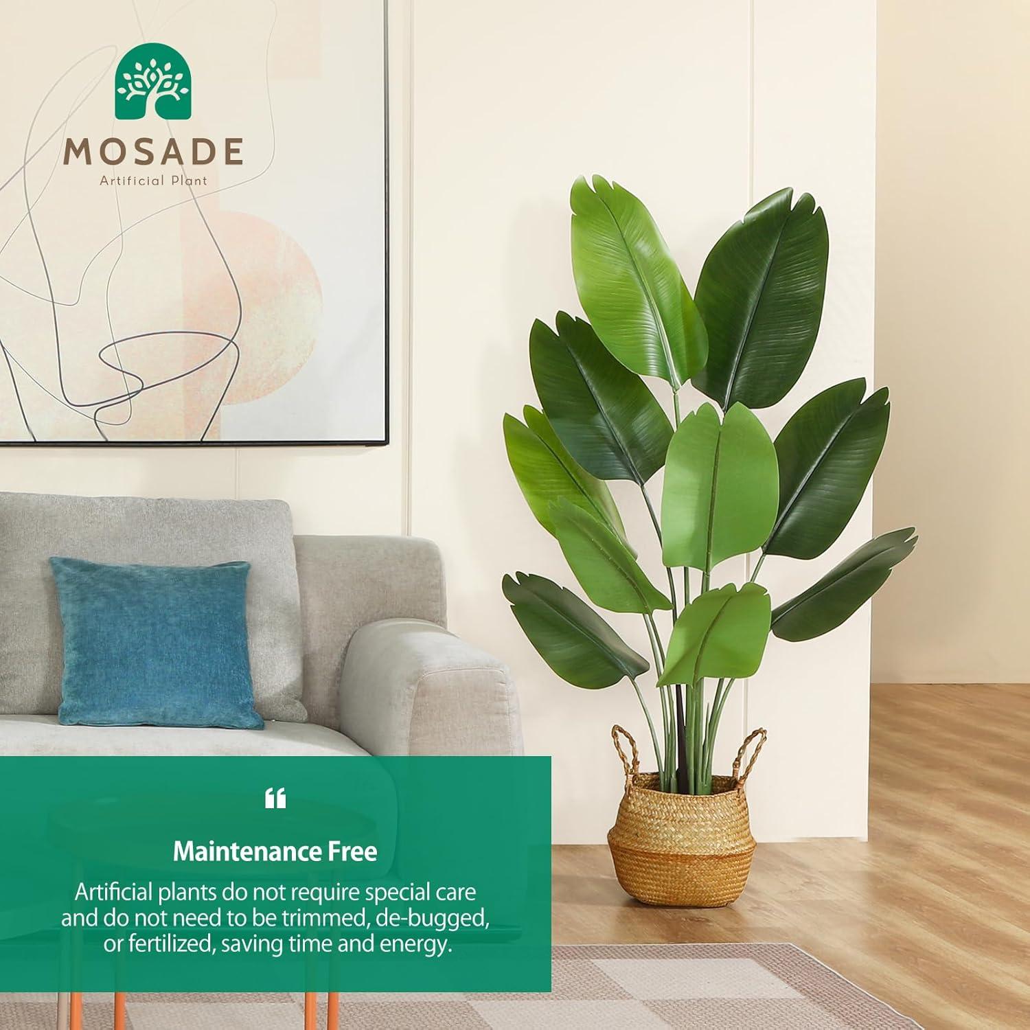 5ft Tall Silk Tropical Palm Tree with Woven Seagrass Basket