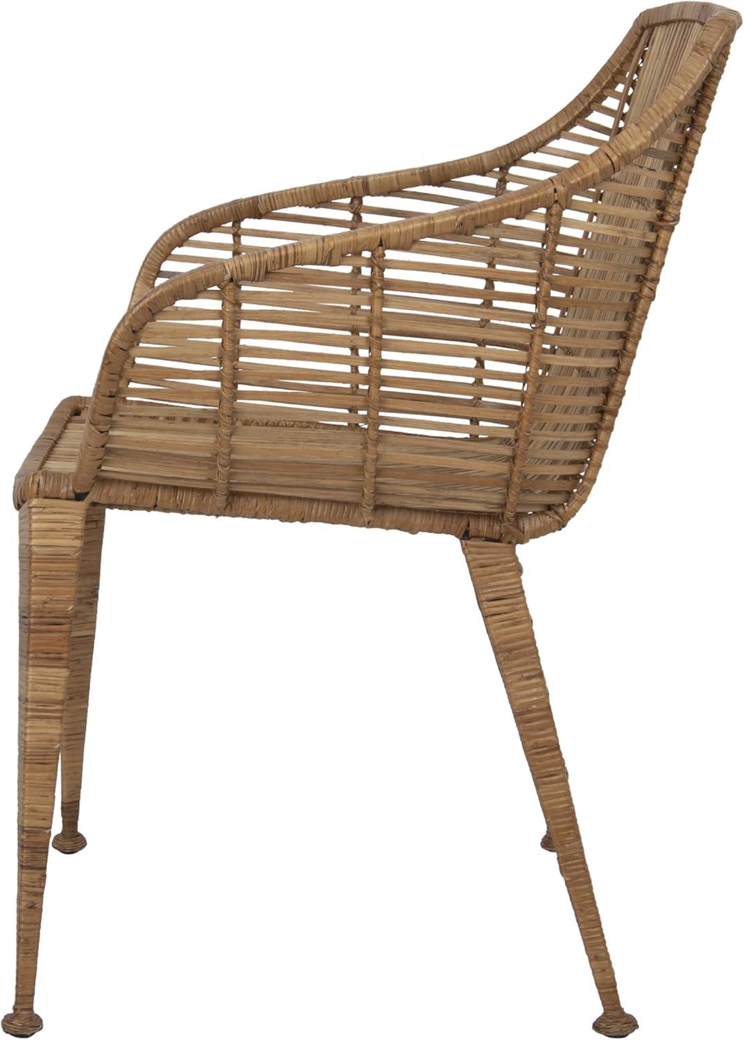 Bloomingville Hand-woven Rattan and Metal Arm Chair, Natural