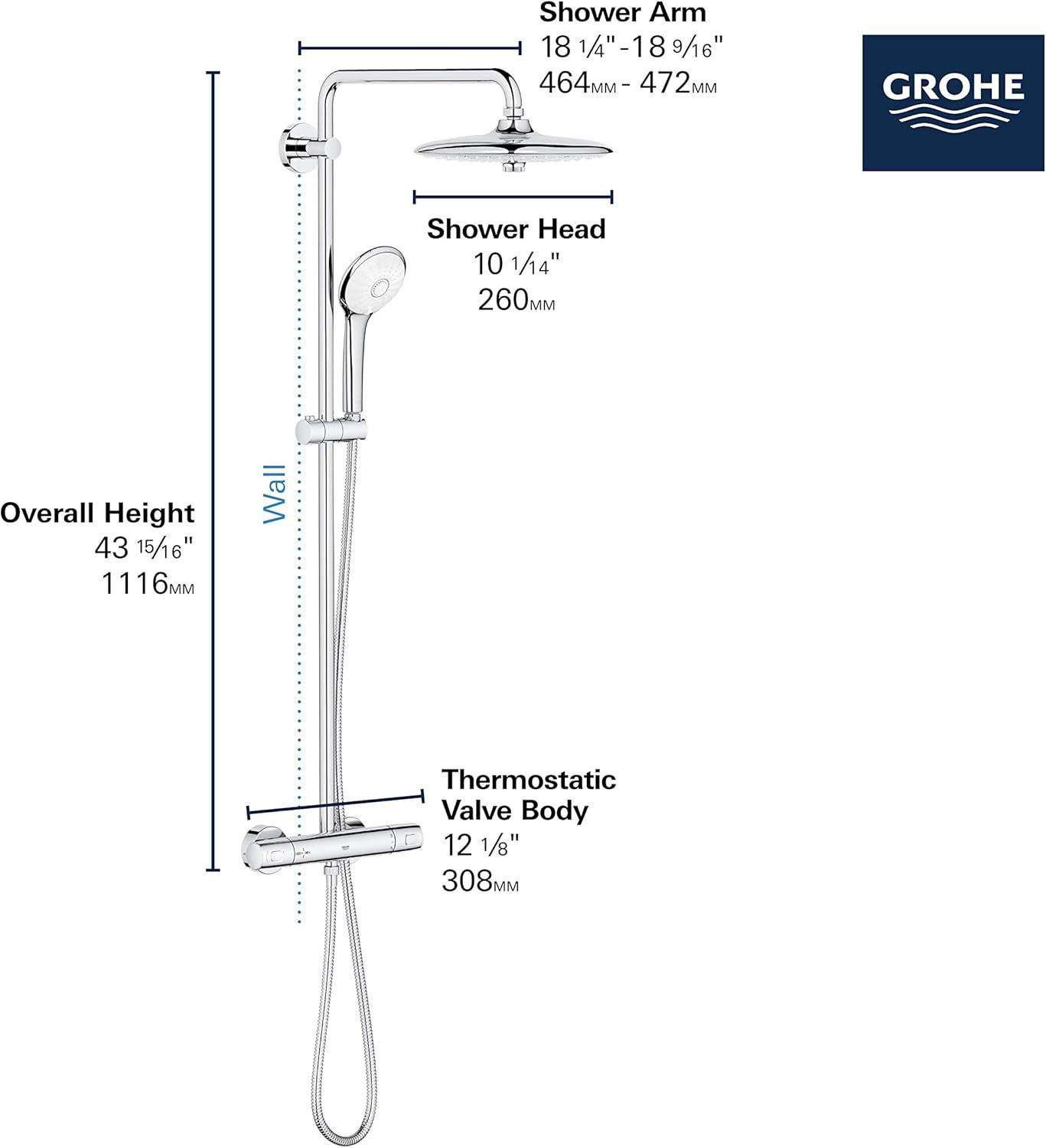 Euphoria 260 CoolTouch Thermostatic Shower System