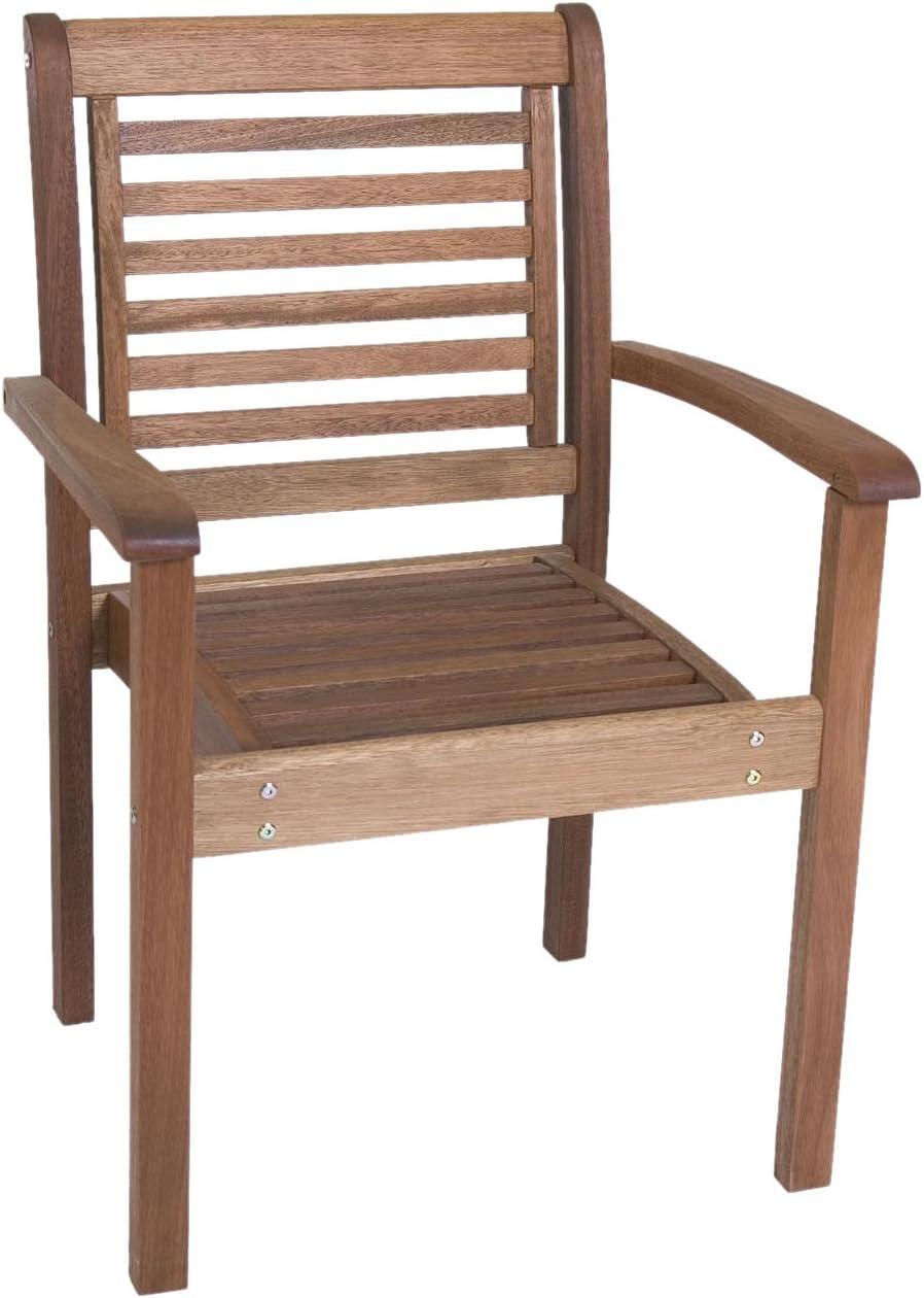 Amazonia Milano 1-Piece Stackable Chair | Eucalyptus Wood | Ideal for Outdoors and Indoors, Brown