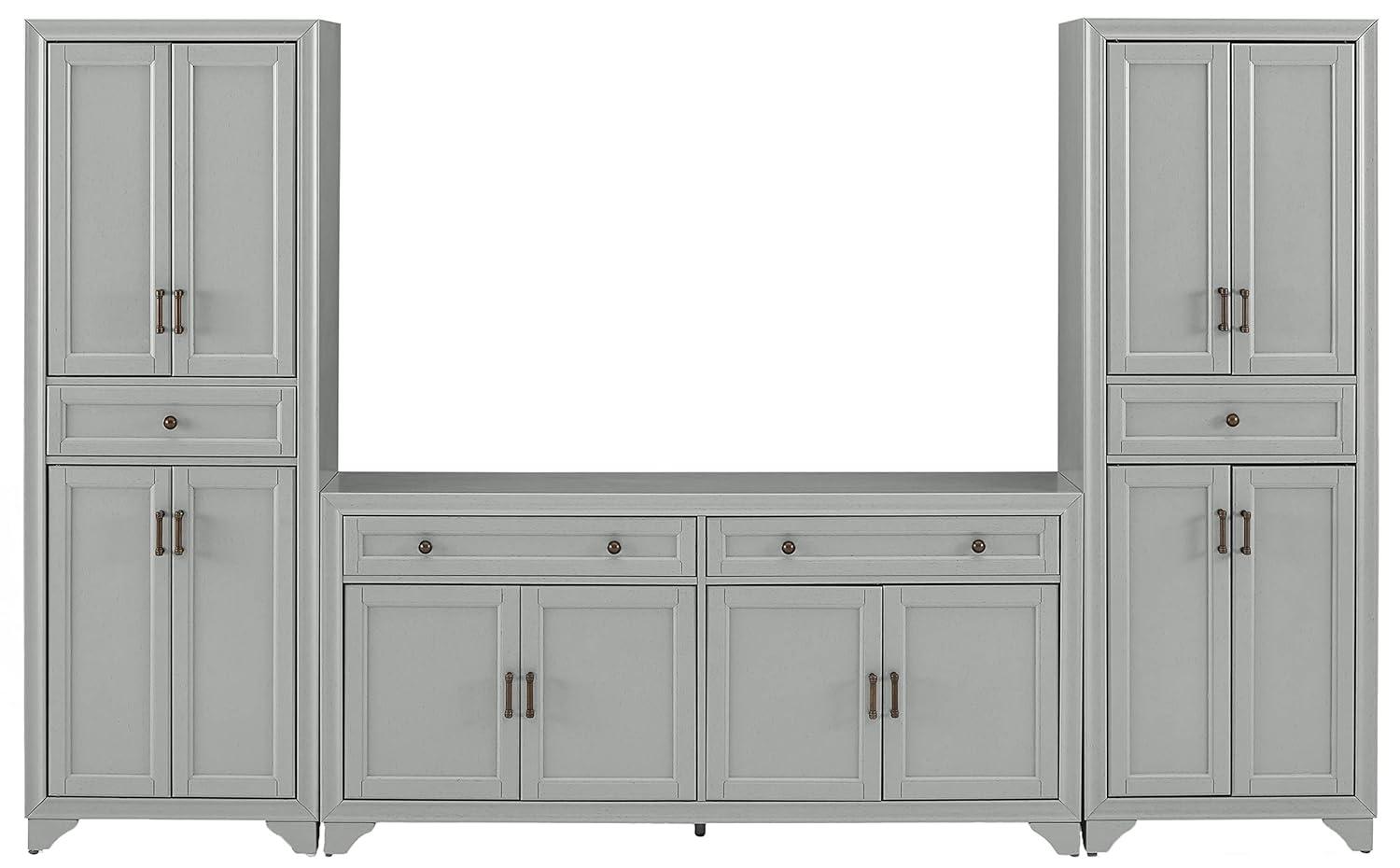 3pc Tara Sideboard and Pantry Set Distressed Gray - Crosley