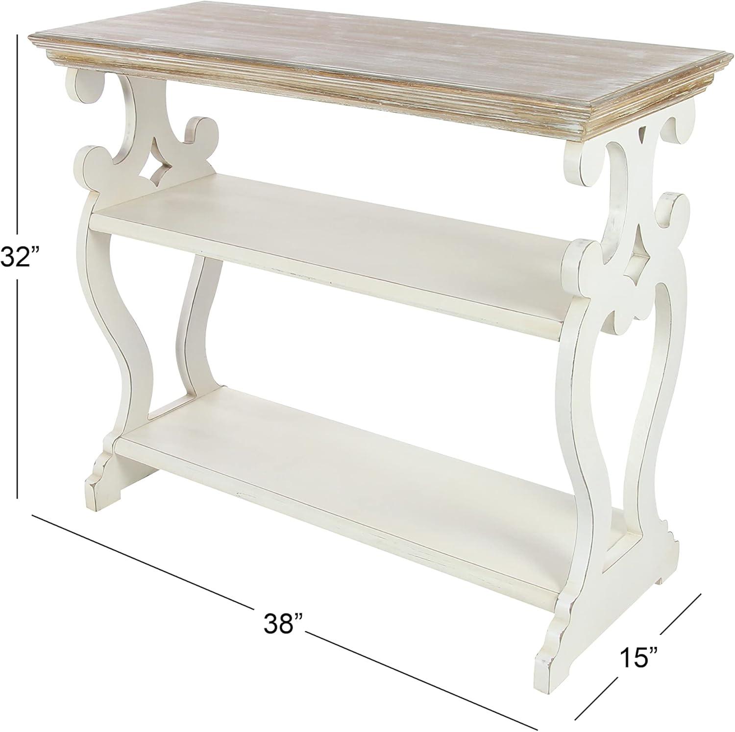 Farmhouse Wood Console Table Off White - Olivia & May: 2-Shelf Design, Tall Profile