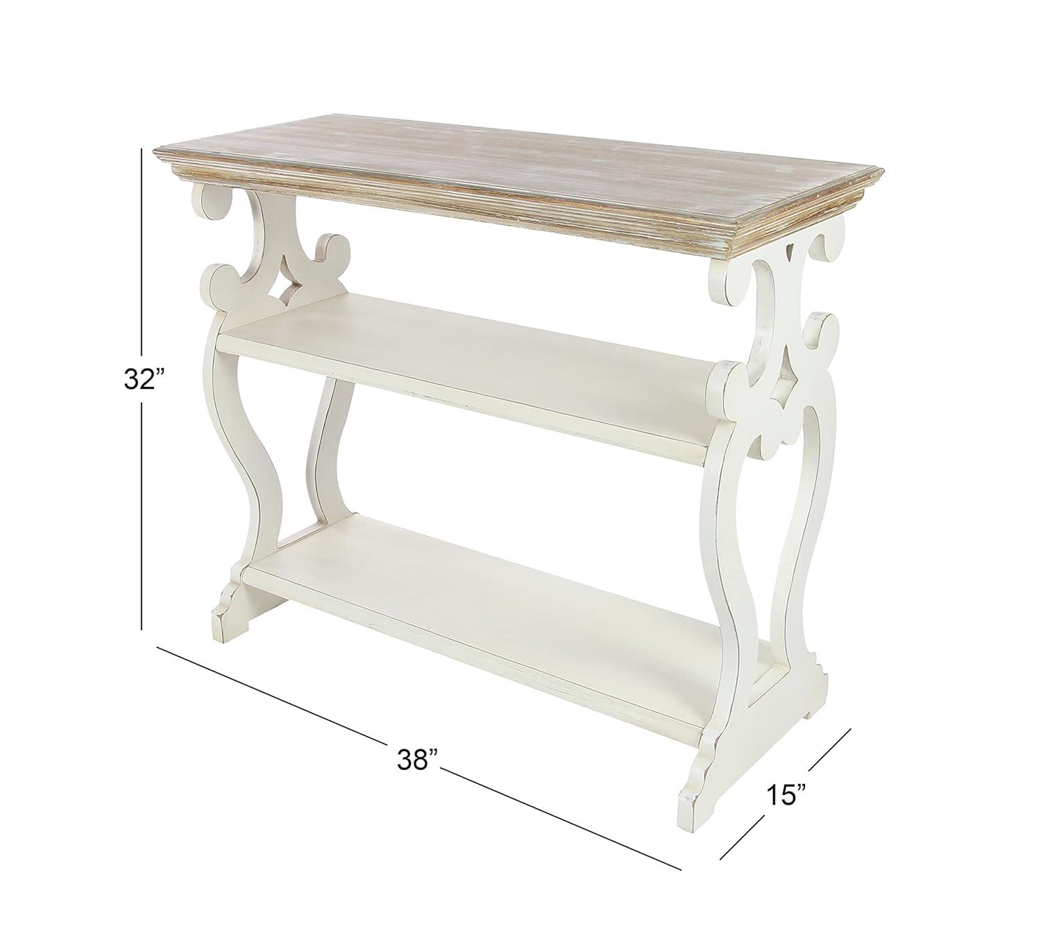 Farmhouse Wood Console Table Off White - Olivia & May: 2-Shelf Design, Tall Profile