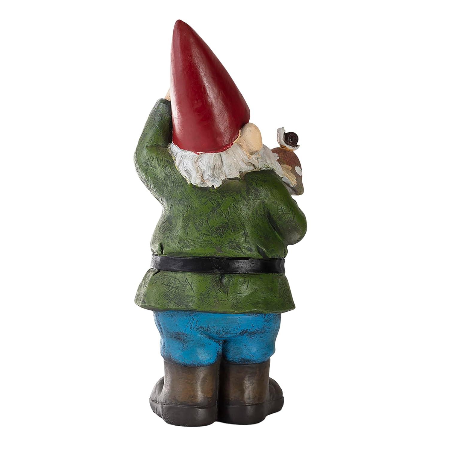 Alpine Corporation 12" Gnome Holding a Mushroom Garden Statue