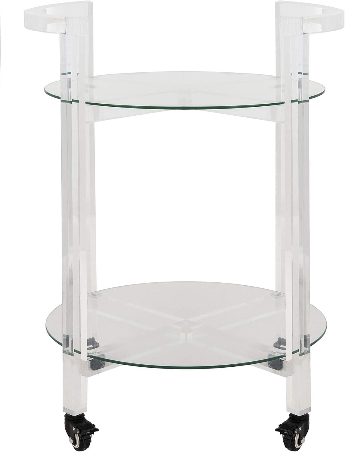 SAFAVIEH Couture Jules 2-Tier Glam Acrylic Bar Cart with Casters, Clear