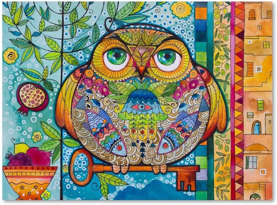 Trademark Fine Art -Oxana Ziaka 'Judaica Folk Owl' Canvas Art