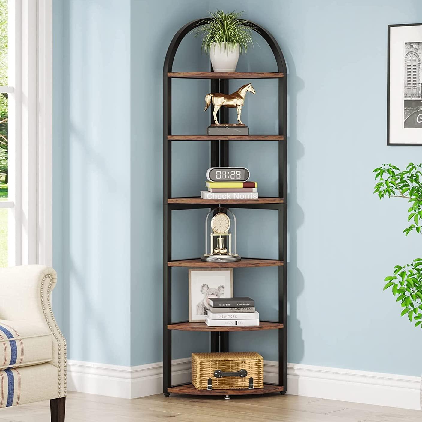 Hommoo 6-Tier Corner Shelf, 71 inch Tall Corner Bookshelf for Small Space