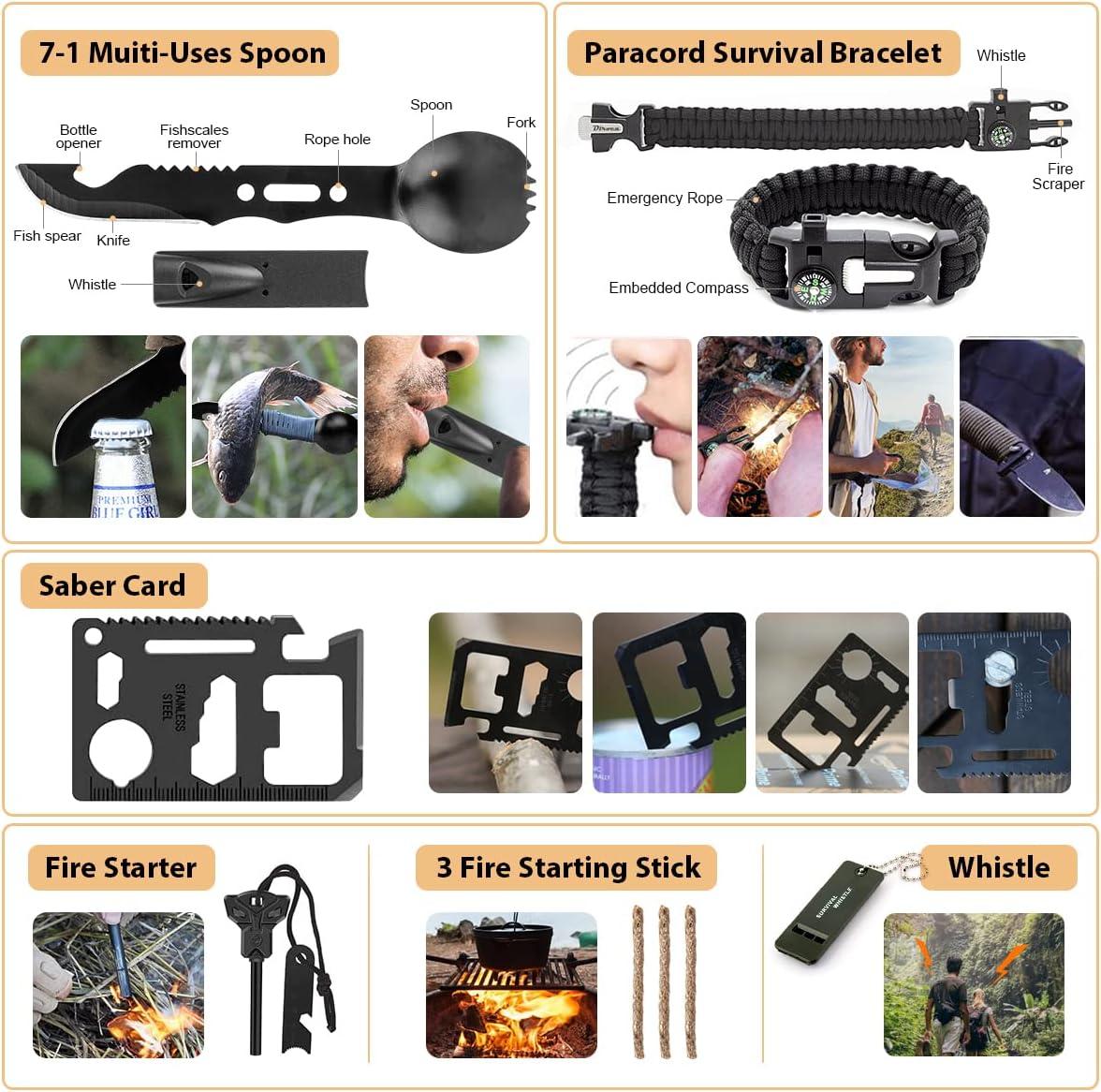 Arlmont & Co. Survival Kit, 250 Piece Survival Gear First Aid Kit With Molle System Compatible Bag And Emergency Tent, Earthquake Emergency Kit, Outdoor Adventure, Hiking, Hunting, Gift For Men And Women