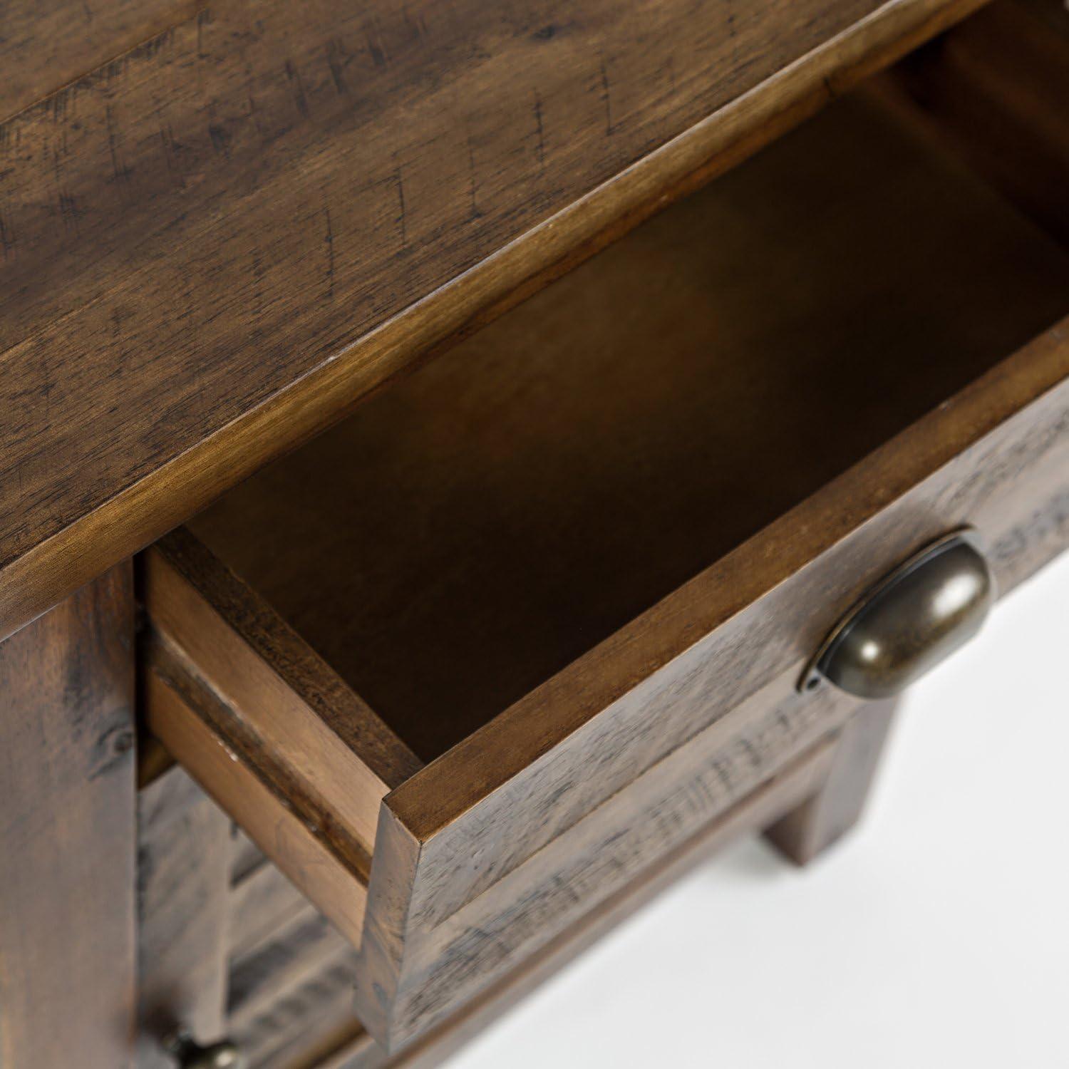 Dakota Oak Rustic Accent Table with Storage Drawer