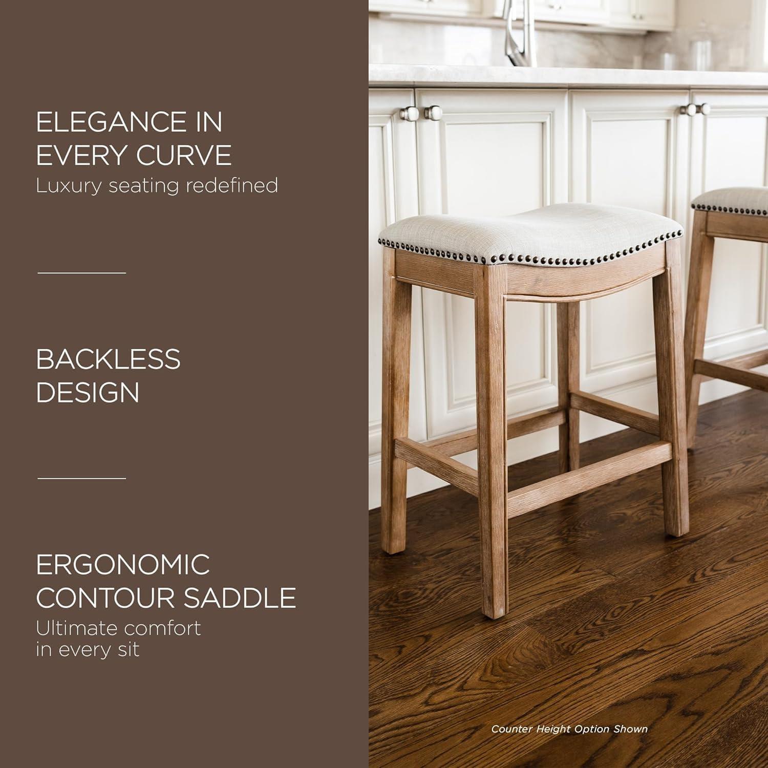 Maven Lane Maven Lane Adrien Saddle Bar Stool In Aged Black Finish 31" With Snow White Fabric Upholstery