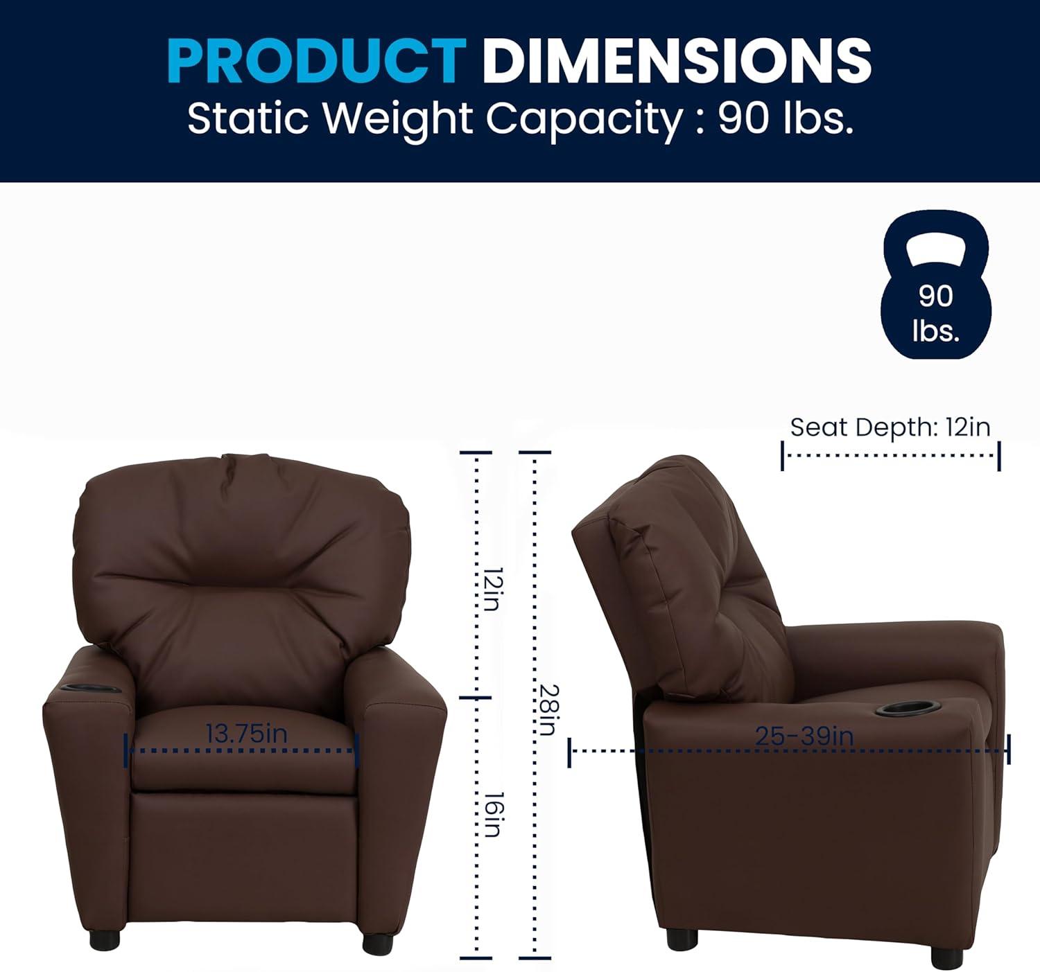 Flash Furniture Contemporary Kids Recliner with Cup Holder