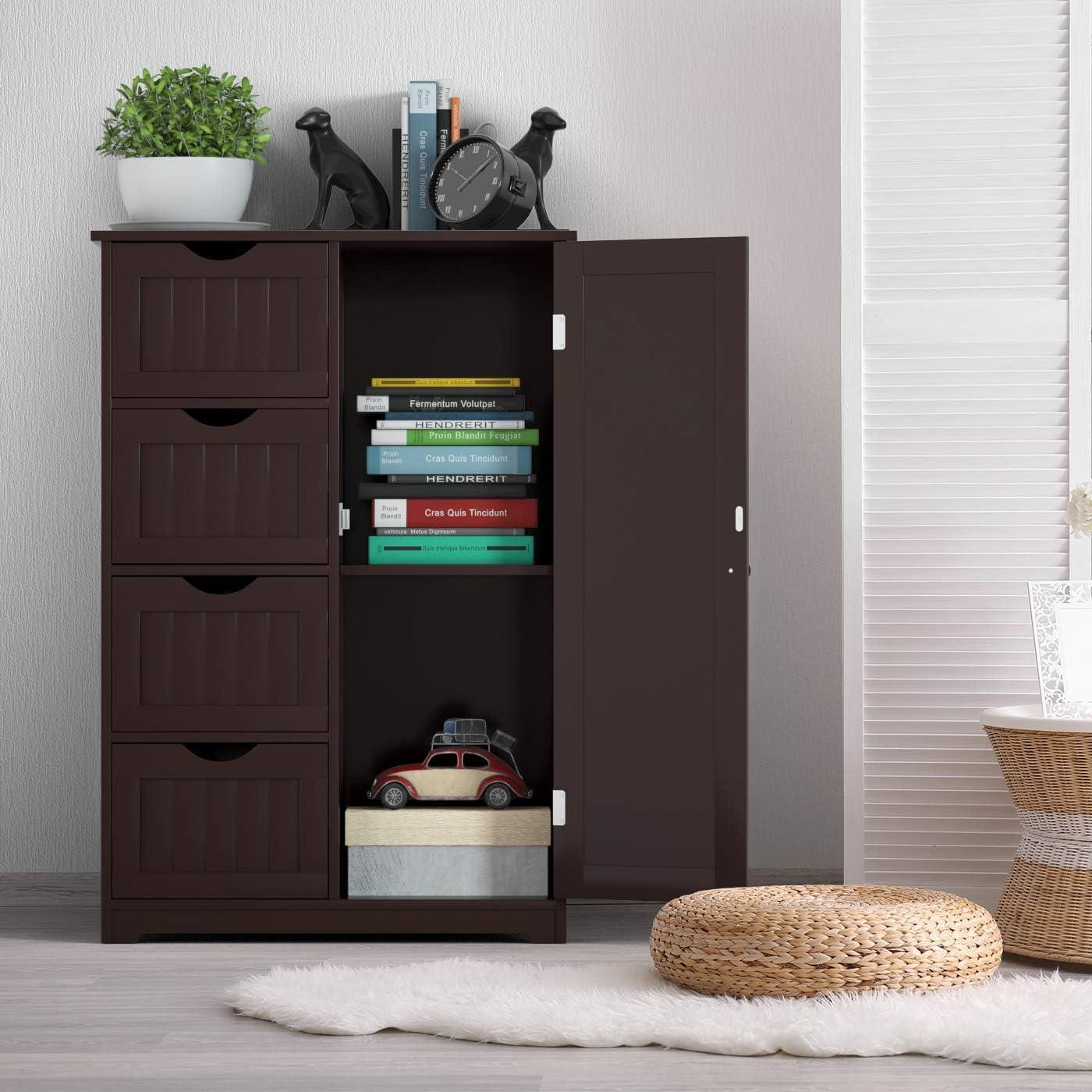 Brown MDF Cabinet with Adjustable Shelving and Drawers