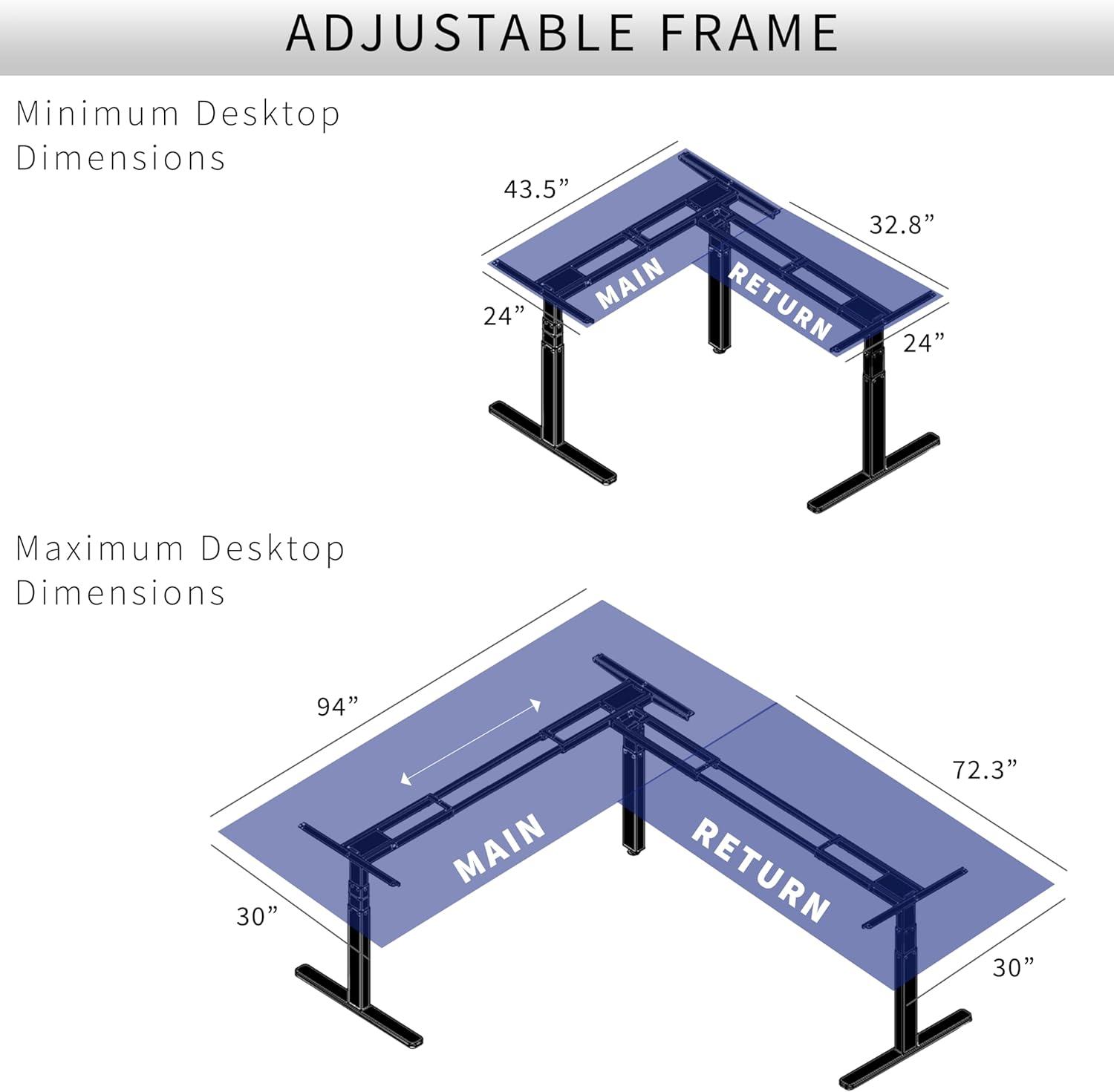 White Electric Multi Motor Corner Desk Frame