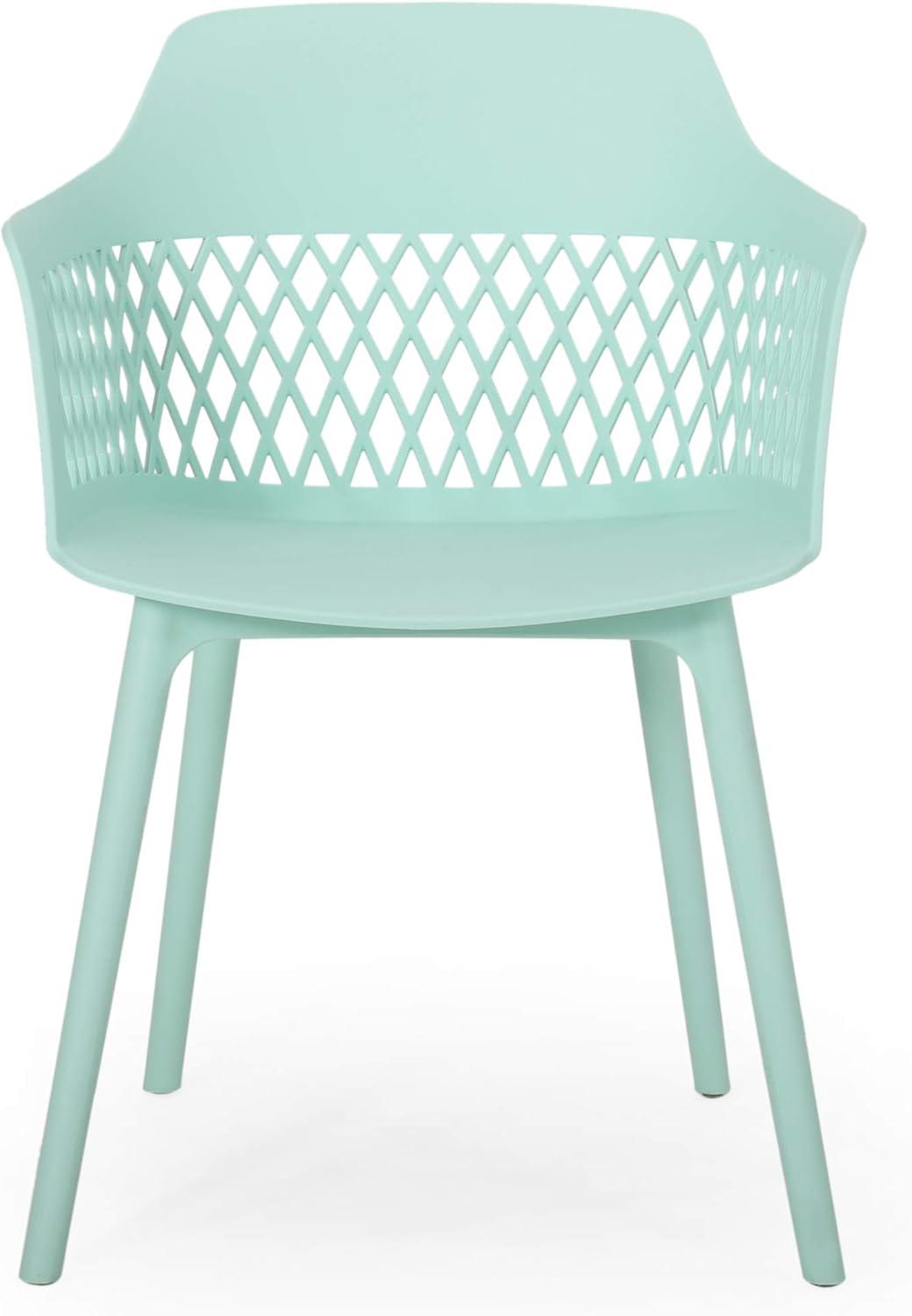 Mint Polypropylene Resin Outdoor Dining Chair Set of 2