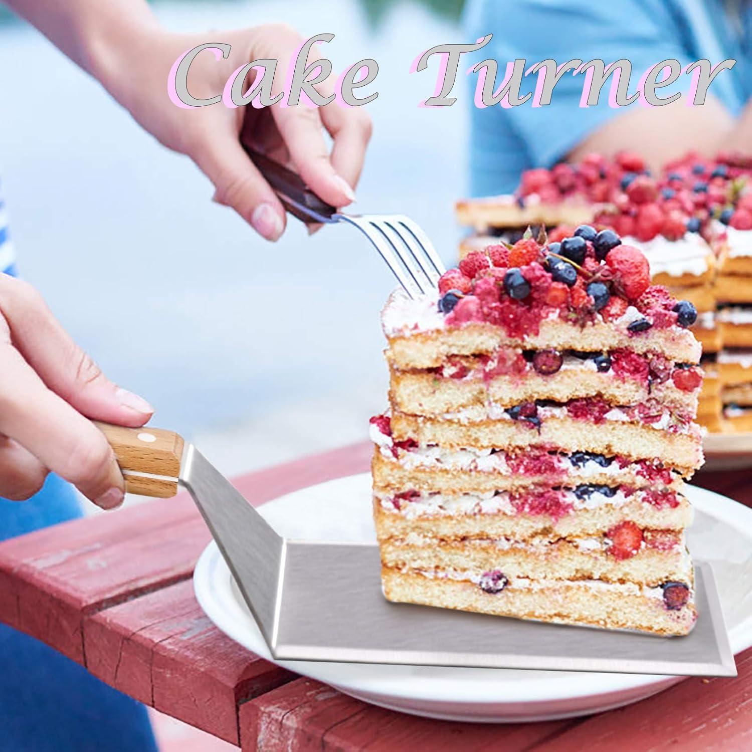 Metal Spatula Set of 2, Leonyo Stainless Steel Griddle Hamburger Spatula, as Barbecue Turner Grilling BBQ Griddle Accessories, Triple Rivets & 2 x S Hook, Heavy Duty & Easy Press