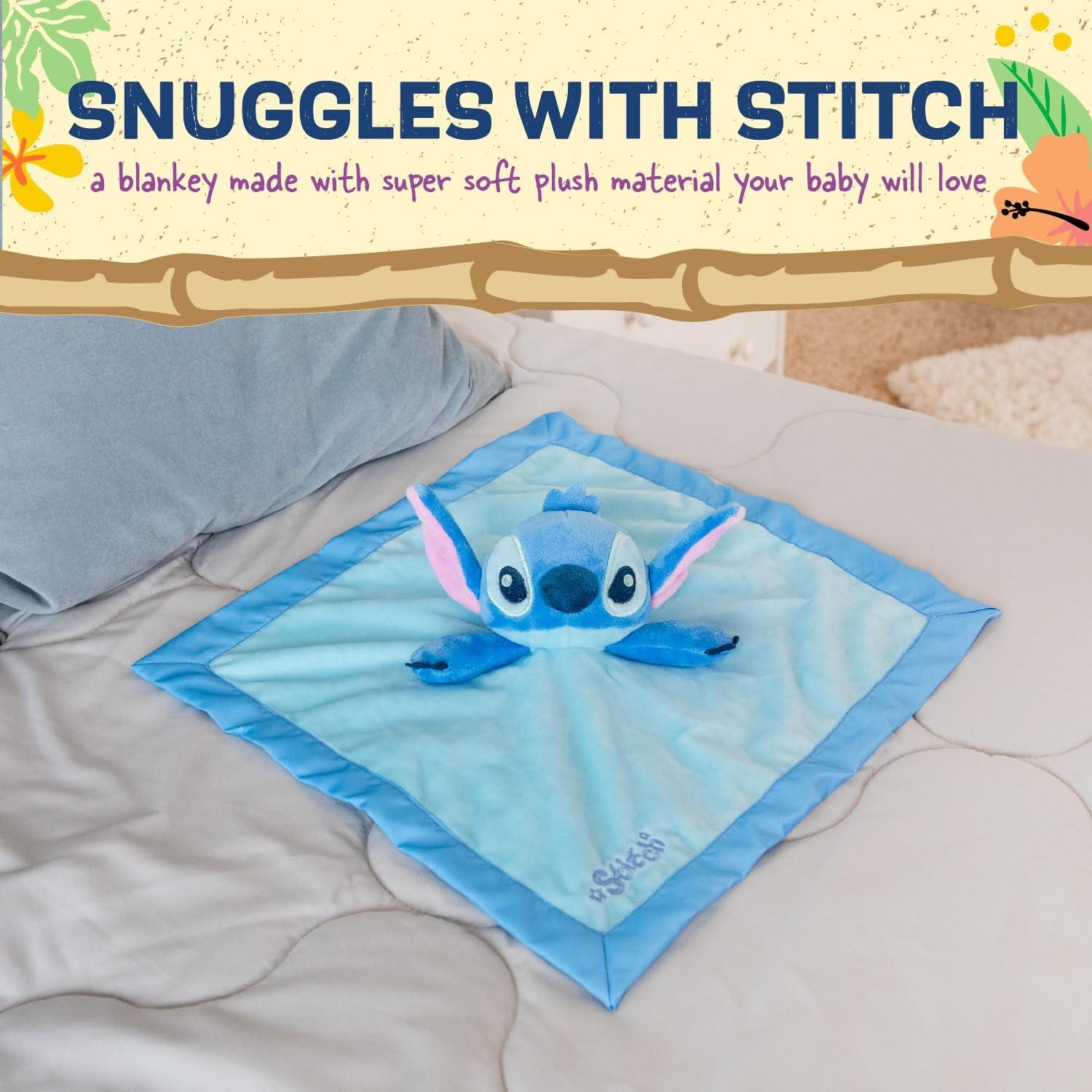 Disney Stitch Snuggle Stuffed Animal 12 Inch Security Blanket Toy
