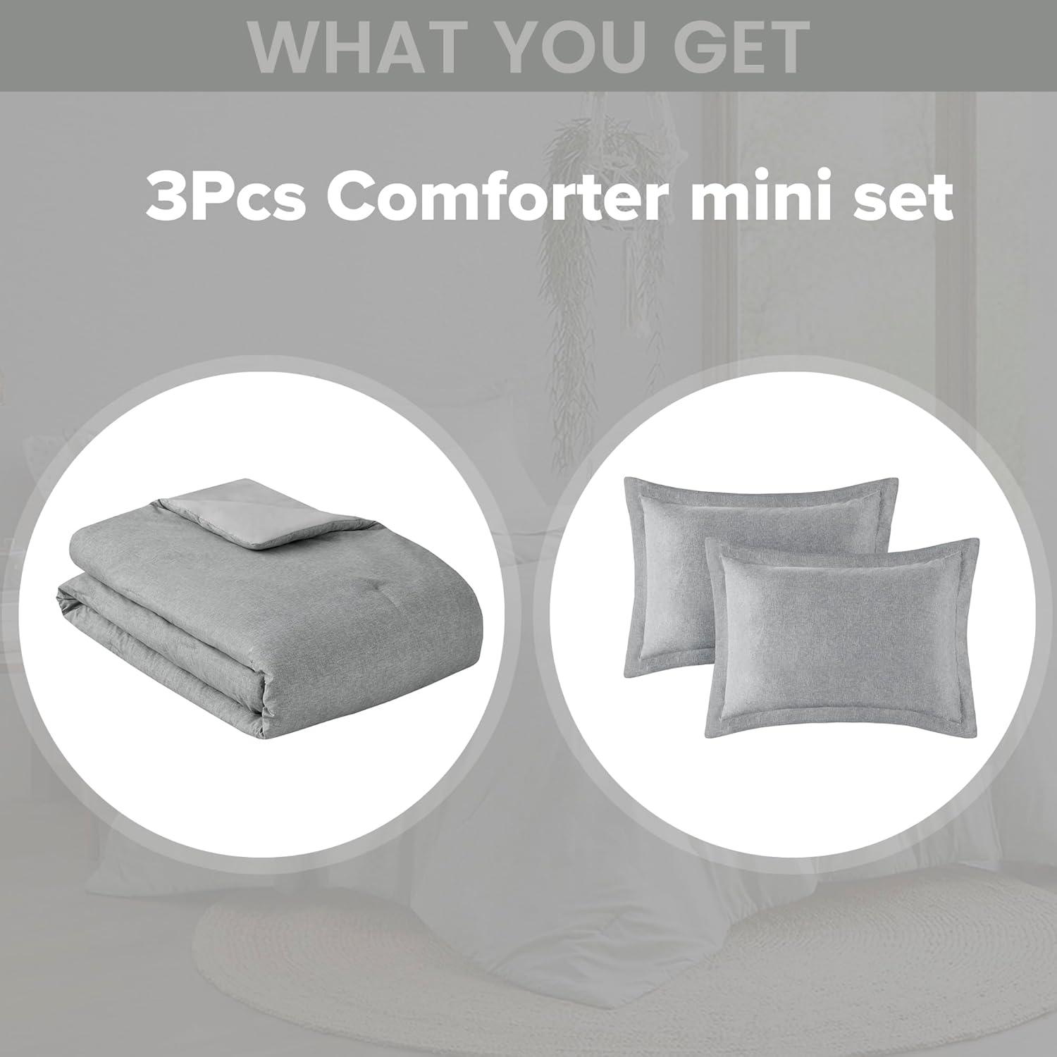 Gray Full Microfiber 3-Piece Comforter Set