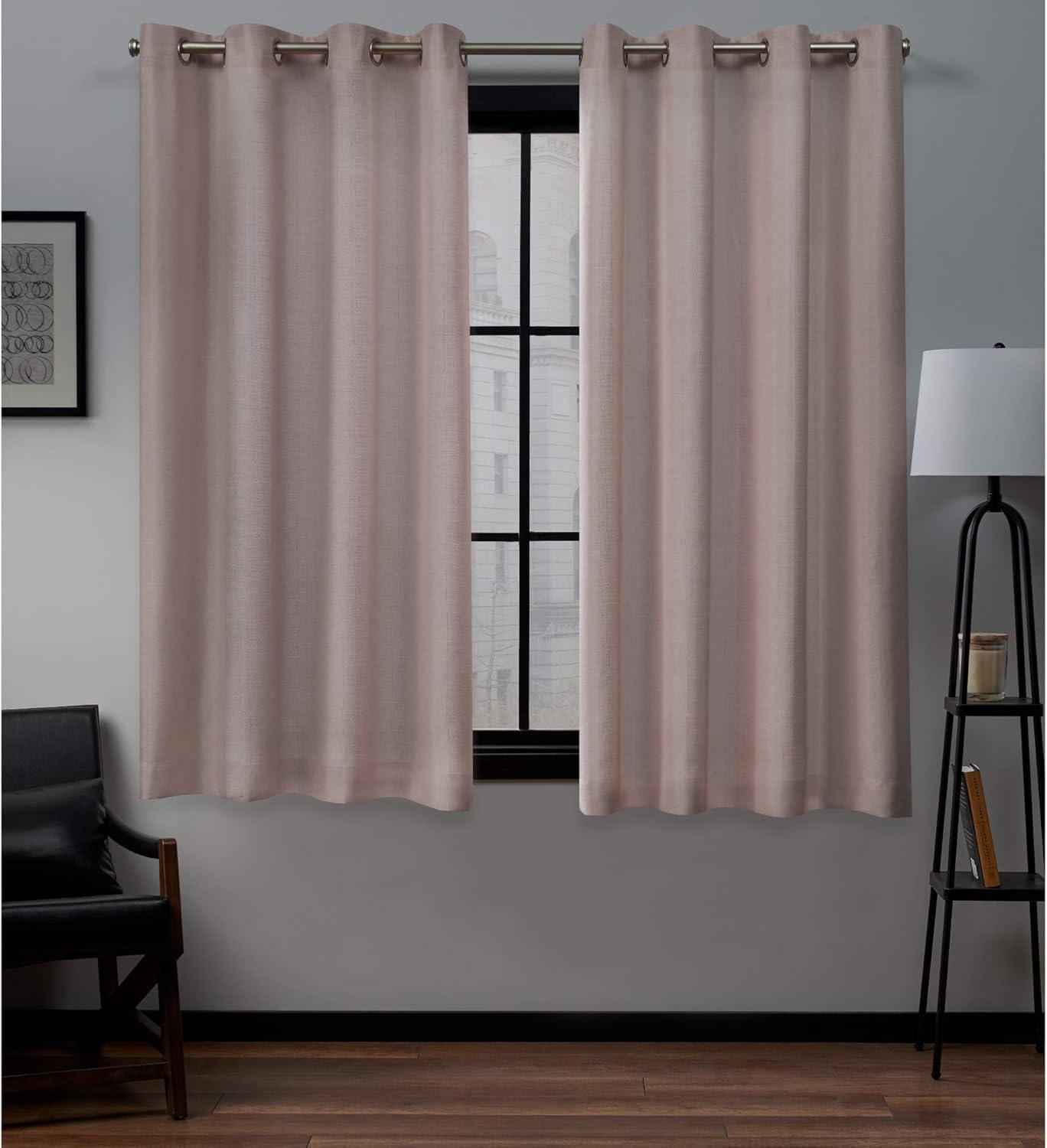 Blush Linen Grommet Top Window Curtain Panels, 54" x 63"