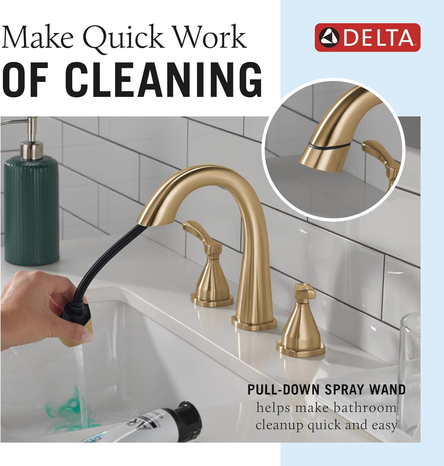 Stryke Widespread Bathroom Faucet with Drain Assembly and DIAMOND™ Seal Technology