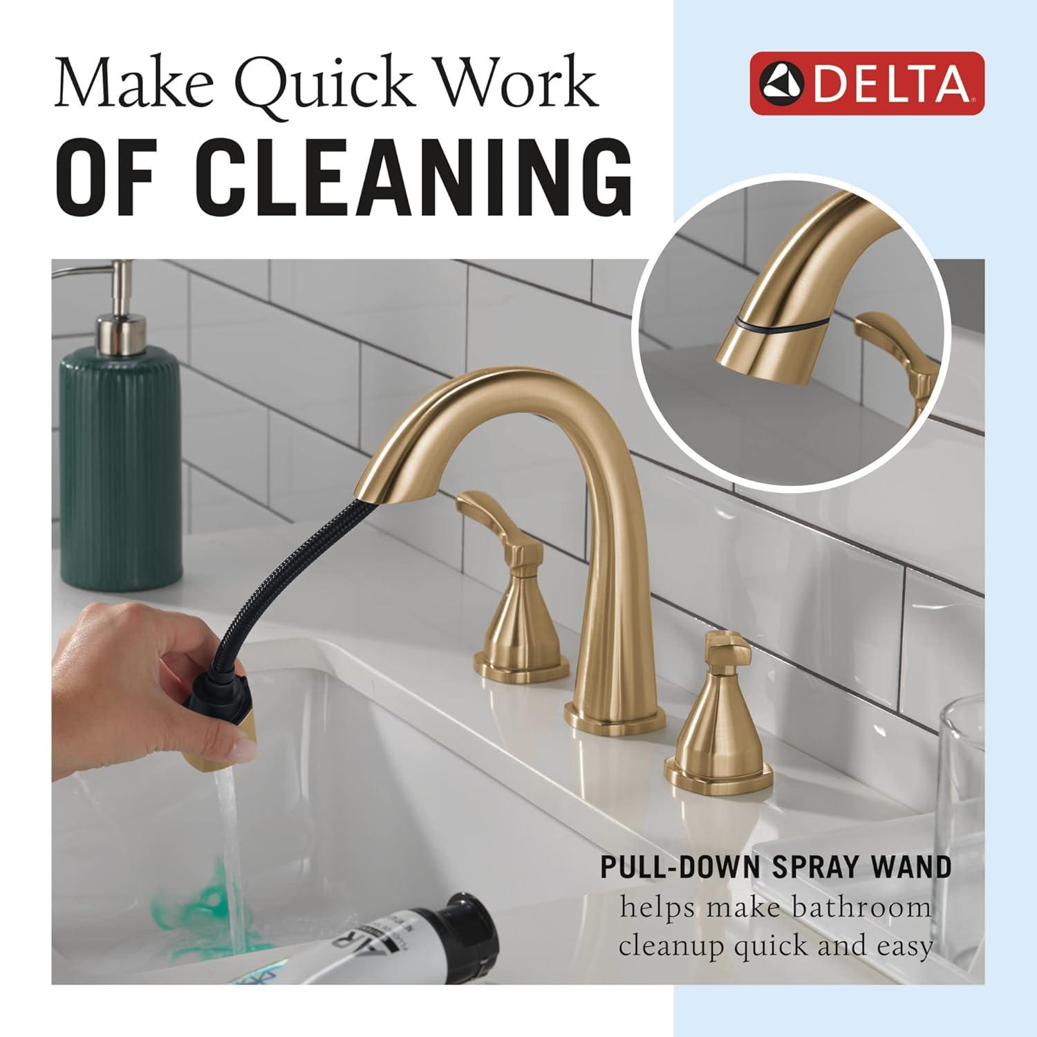 Stryke Widespread Bathroom Faucet with Drain Assembly and DIAMOND™ Seal Technology