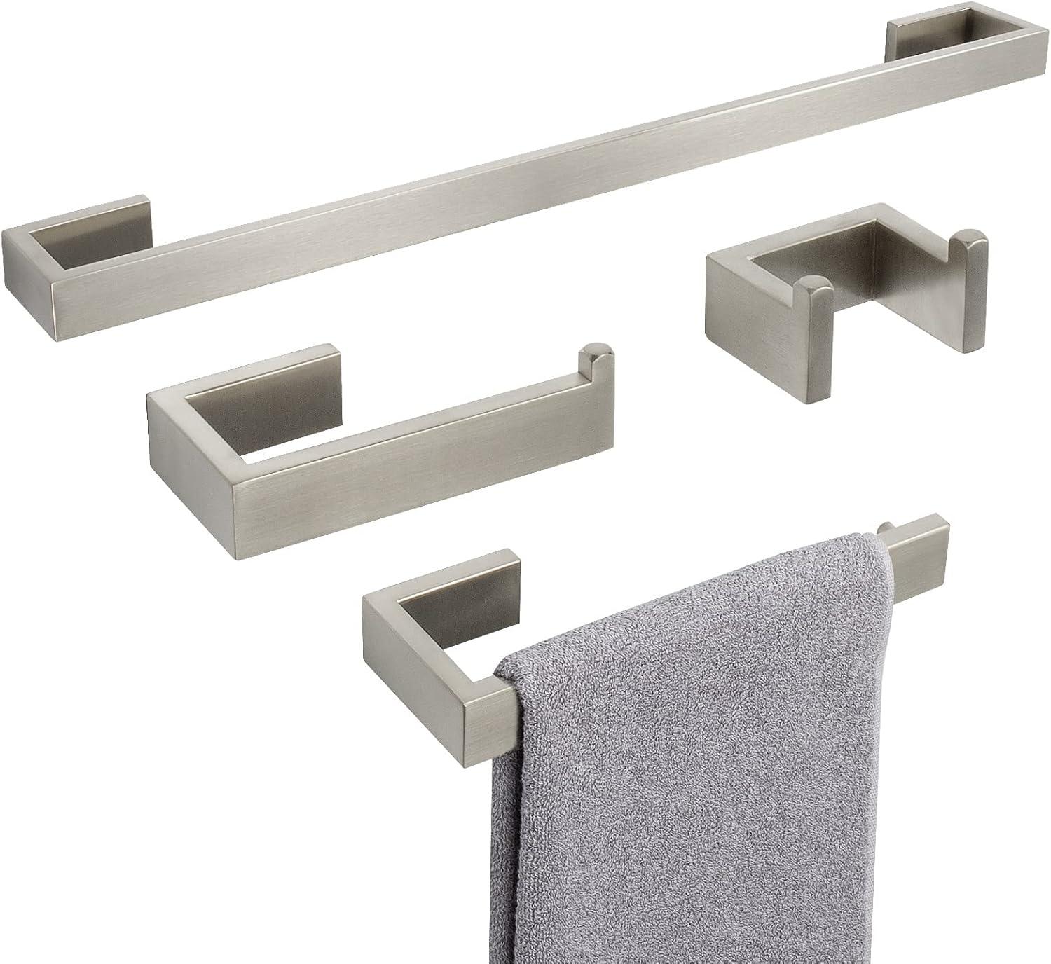 Brushed Nickel 4-Piece Stainless Steel Bathroom Hardware Set