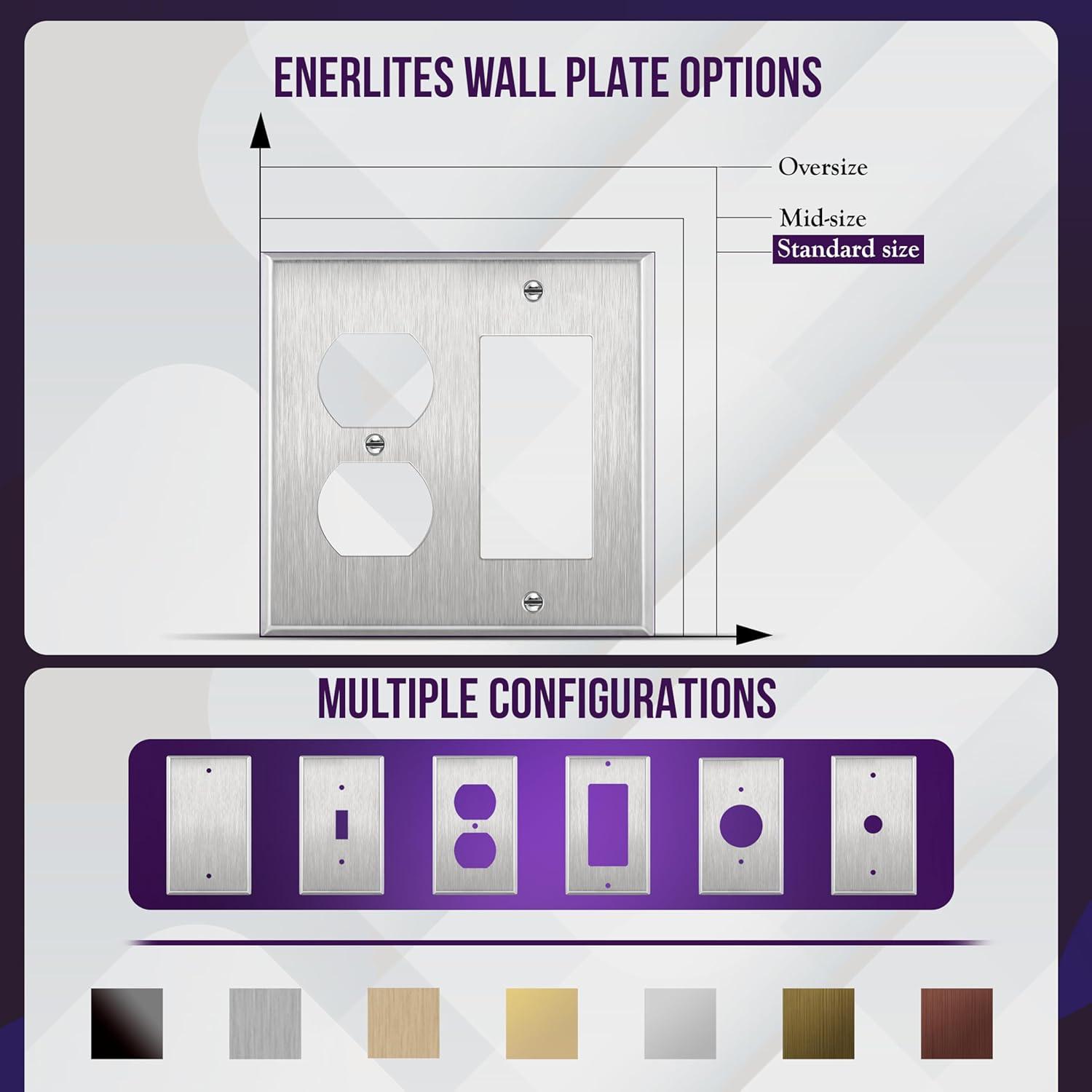 Stainless Steel 2-Gang Combination Wall Plate