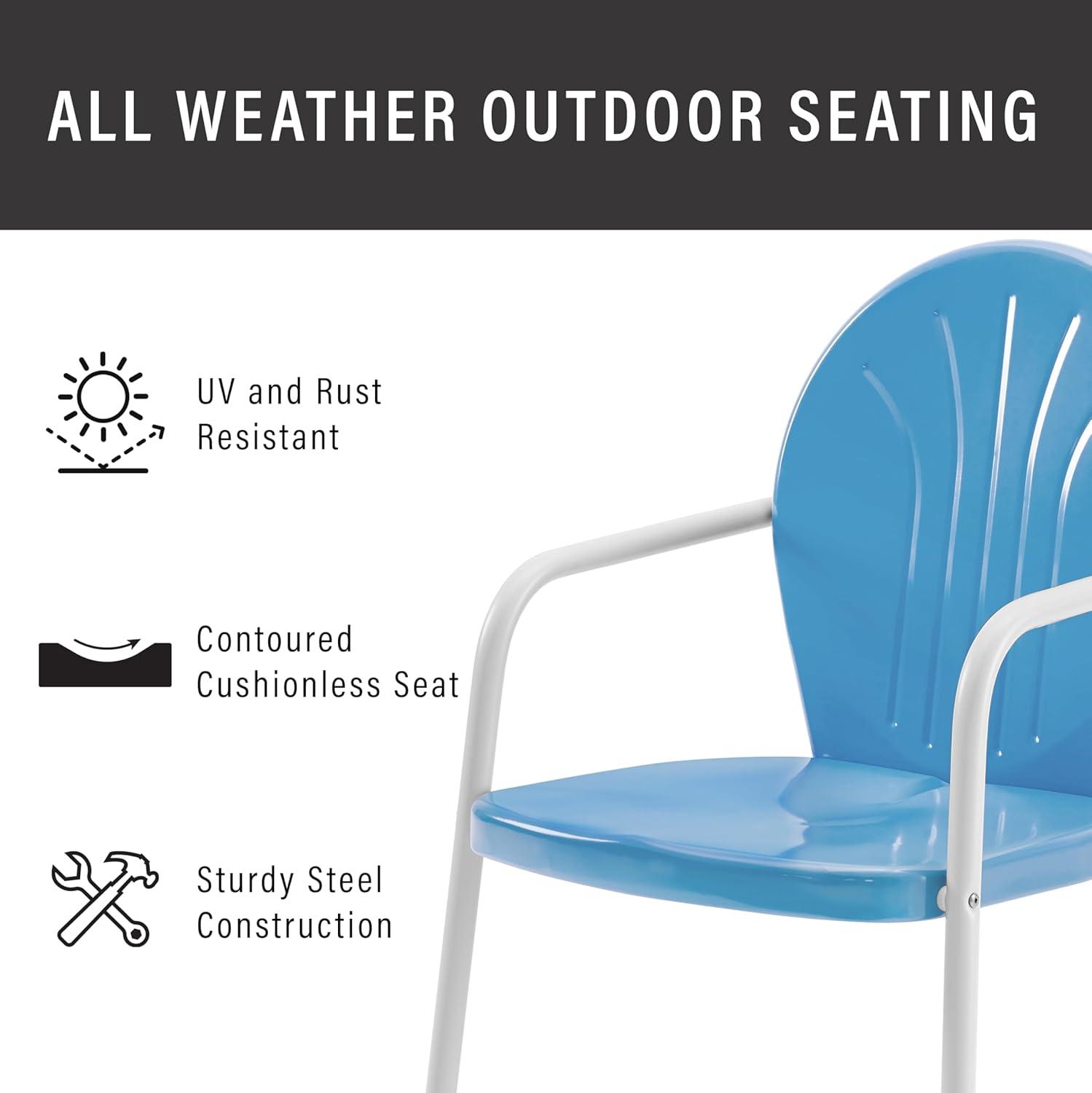 Crosley Furniture Griffith Retro Metal Patio Chair in Sky Blue