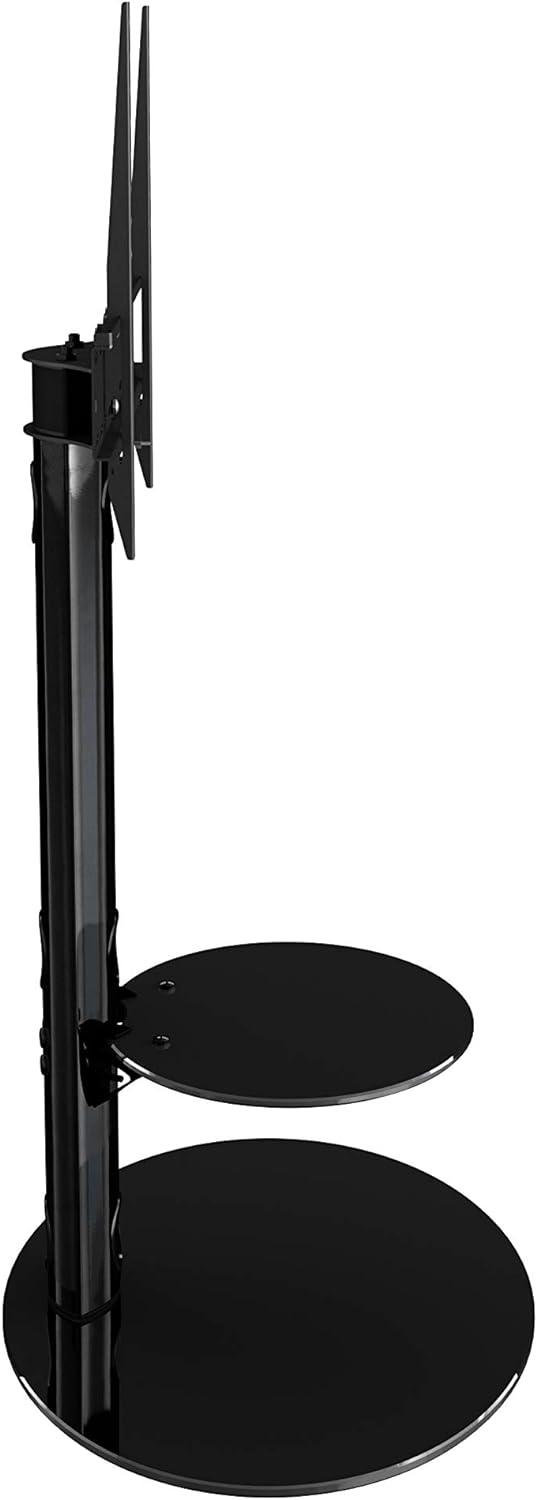 Lugano Black Tempered Glass Corner TV Stand with Mount for 32"-50"