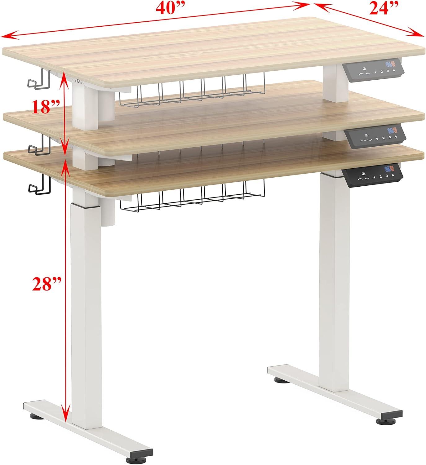 SHW 40-Inch Electric Height Adjustable Desk with Memory Preset, Oak