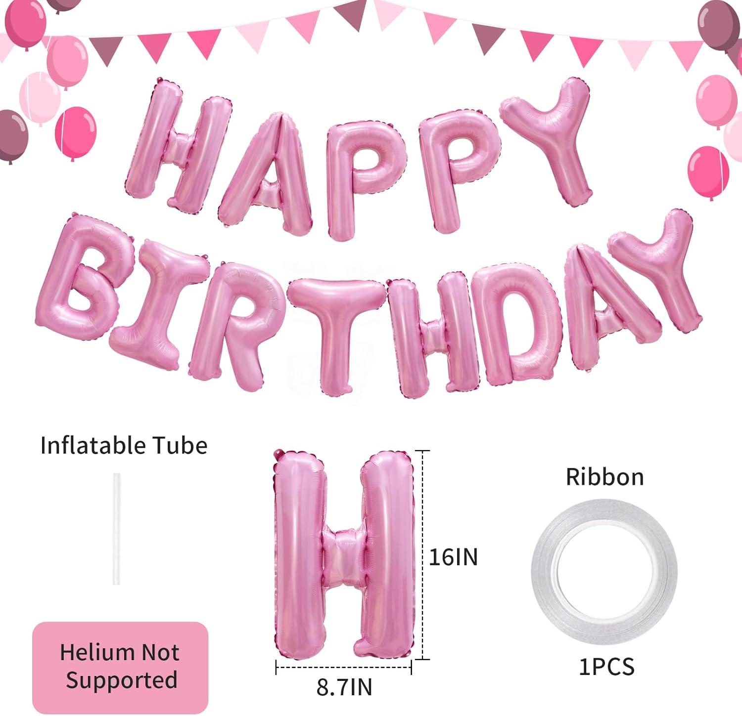 comerut 16inch Happy Birthday Letter Aluminum Foil Balloons Decoration Party Supplies