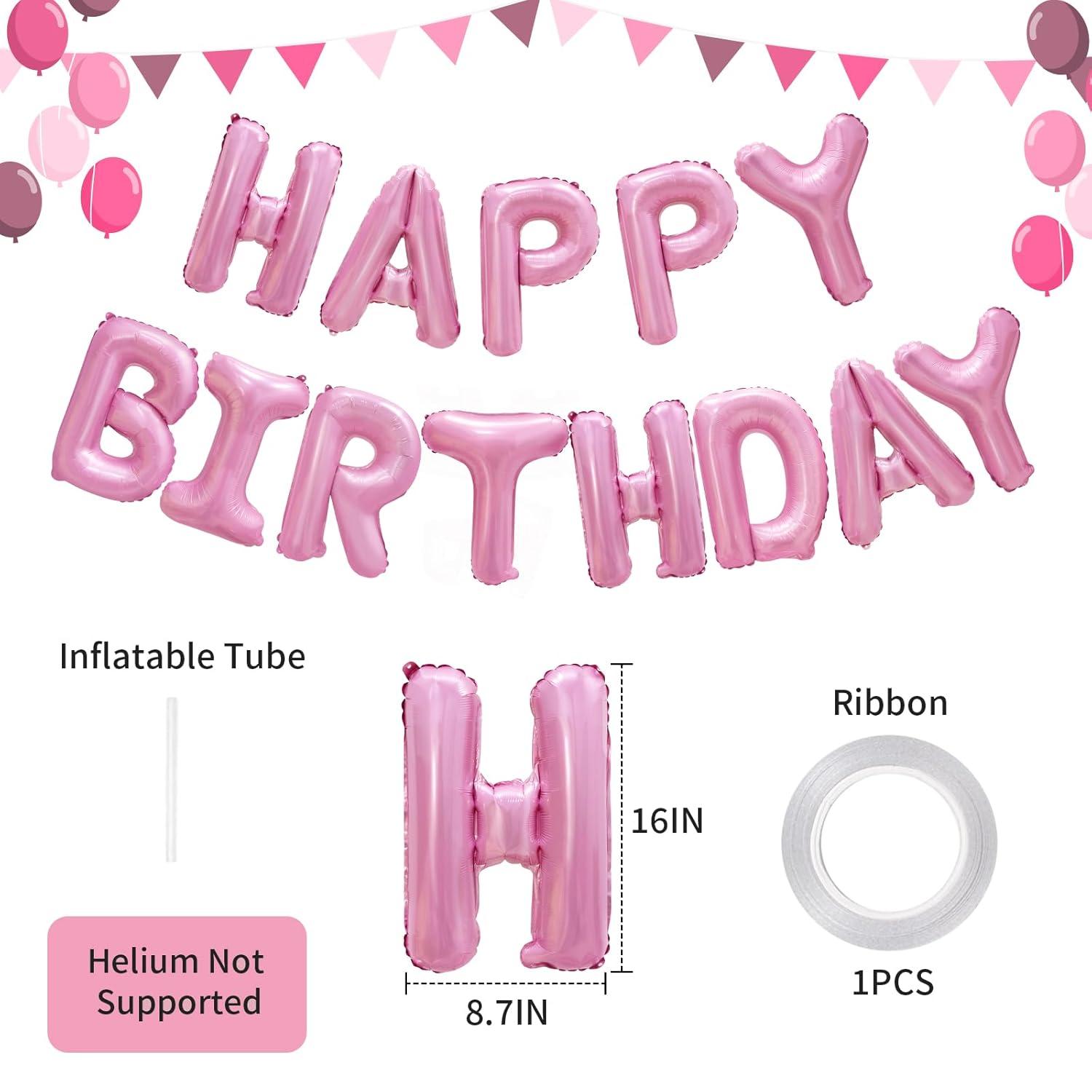 comerut 16inch Happy Birthday Letter Aluminum Foil Balloons Decoration Party Supplies
