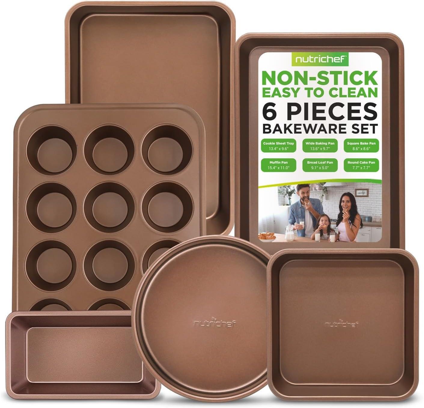 NutriChef 6 Piece Nonstick Bakeware Set-Highest-Quality Baking Sheets