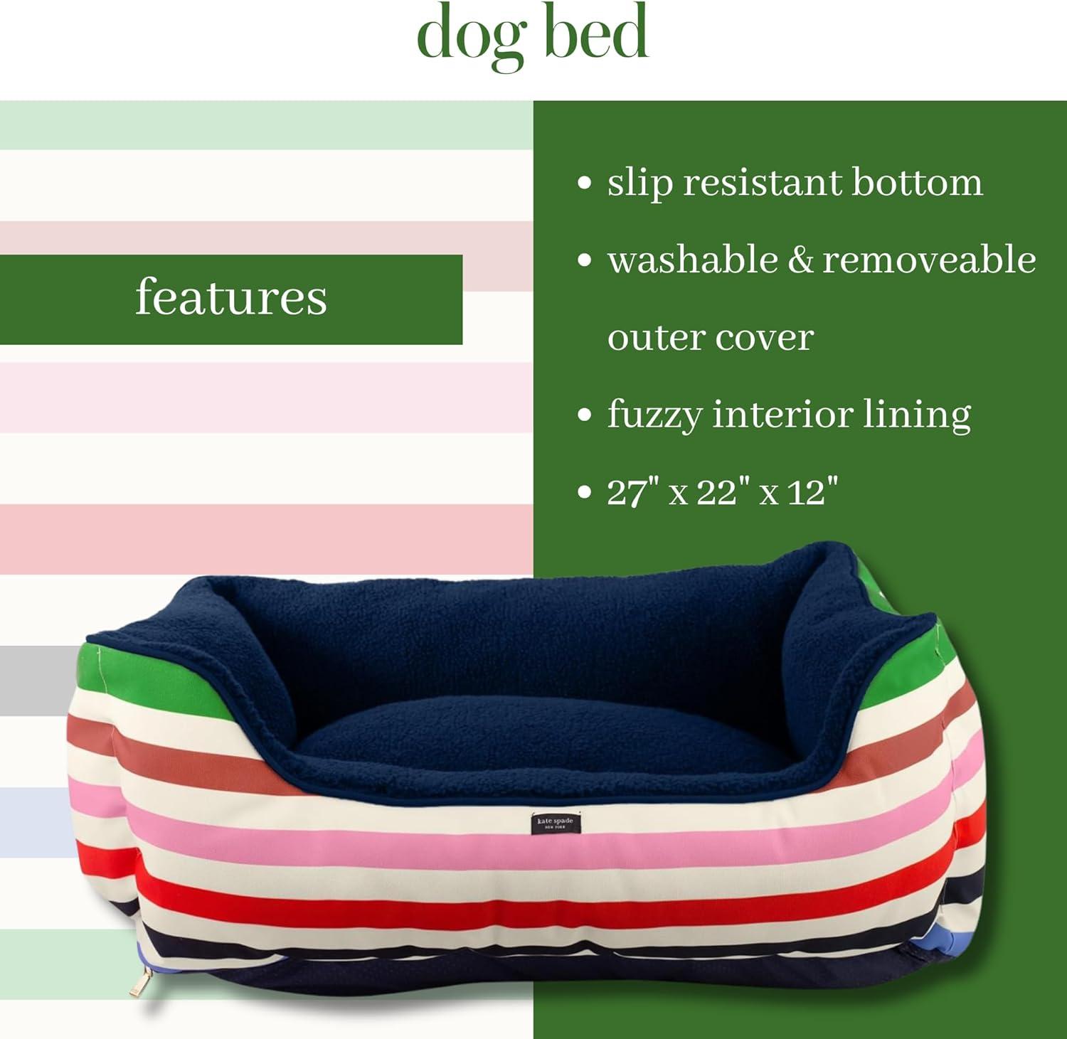 Adventure Stripe Multicolor Polyester Bolster Dog Bed