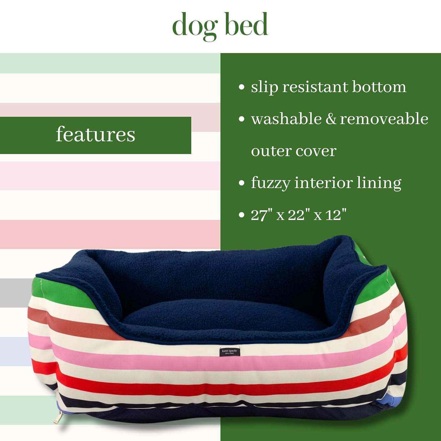 Adventure Stripe Multicolor Polyester Bolster Dog Bed