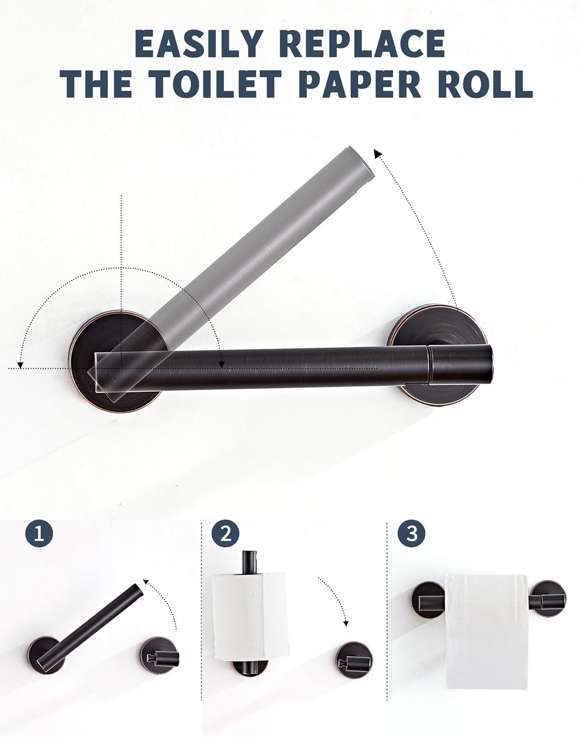 LANFENG Matte Black Double Post Pivoting Wall Mounted Stainless Steel Toilet Paper Holder for Bathroom RV  by RARXTR