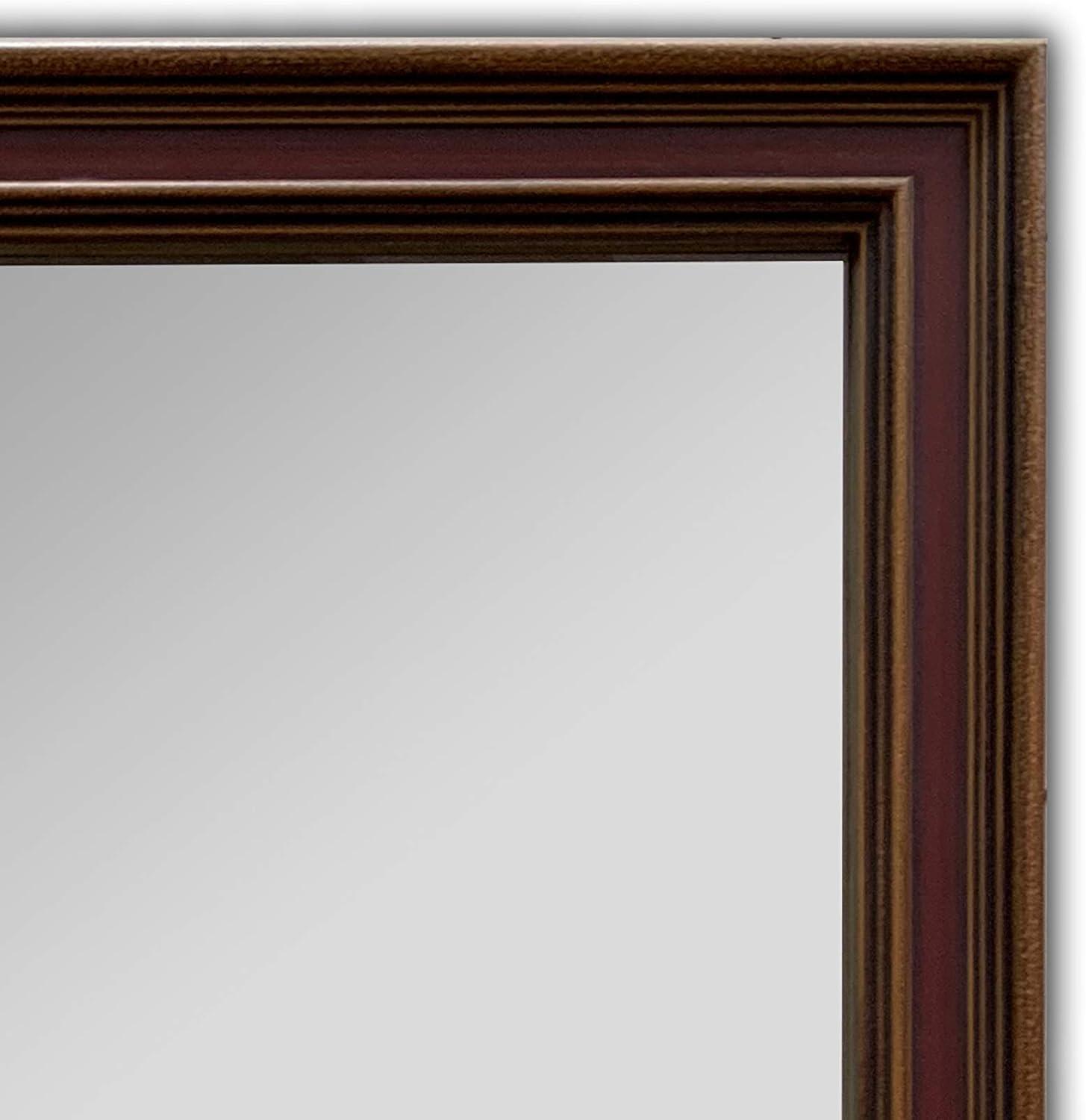 RADIANCE goods Vertical Hanging Wood Black/Golden Finish Rectangle Framed Wall Mirror 35" Height