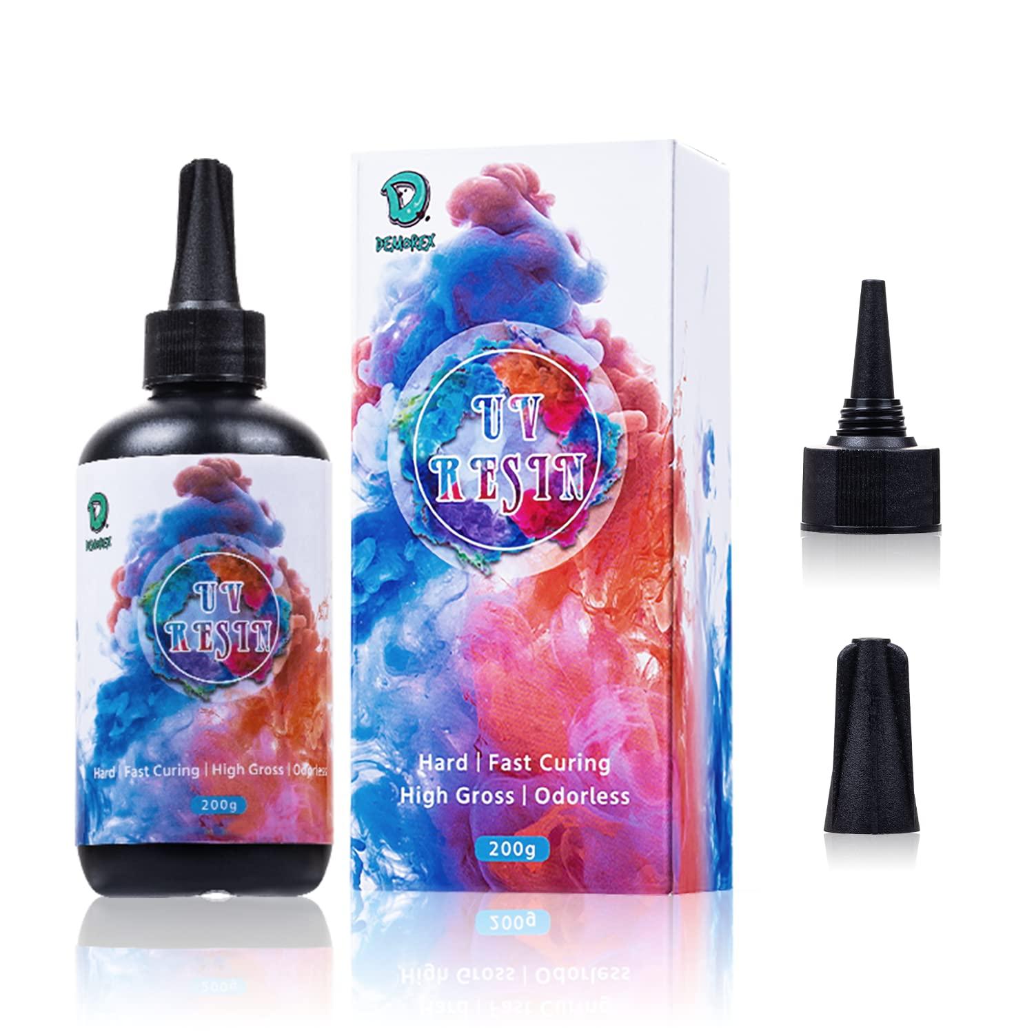 UV Resin Crystal Clear Hard Type - Upgraded 200g Ultraviolet Fast Curing UV Epoxy Resin for Jewelry Making Craft Decoration, Hard Transparent Glue Solar Cure Sunlight Activated Resin Casting, Coating…