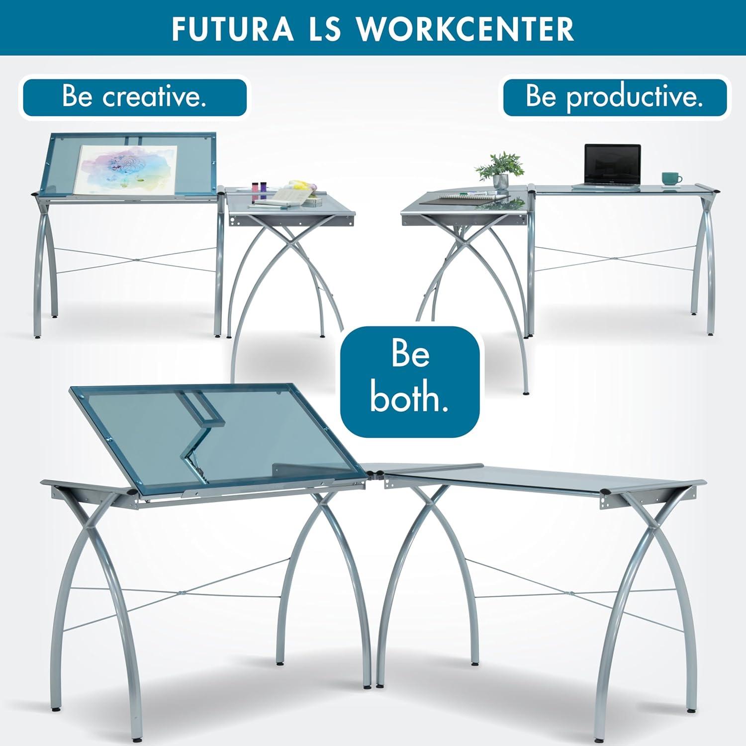 Inbox Zero Courson L-Shaped Glass Top Drafting Table