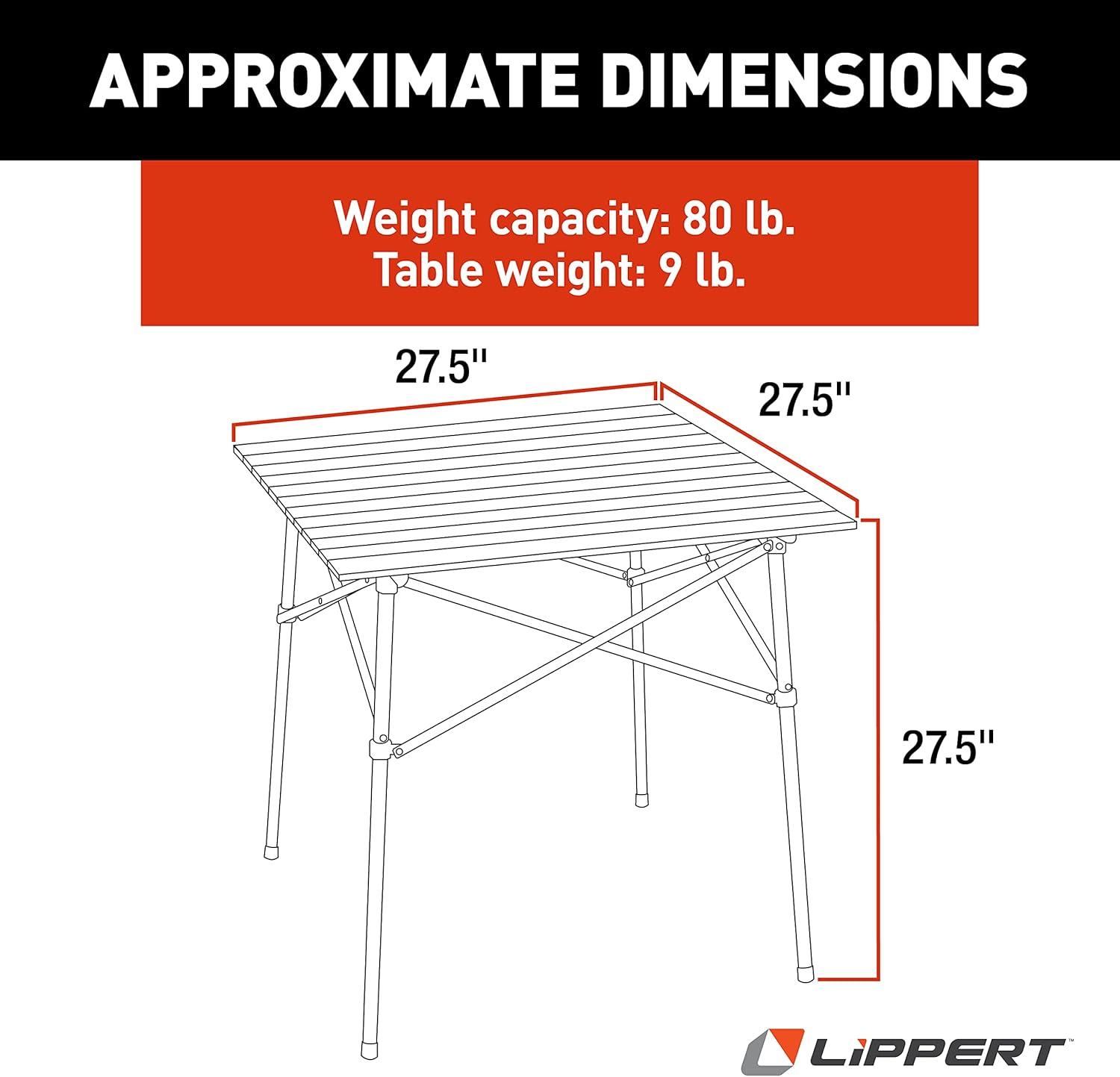 Lippert HD Hybrid Foldable Aluminum Camp Table with Carry Bag