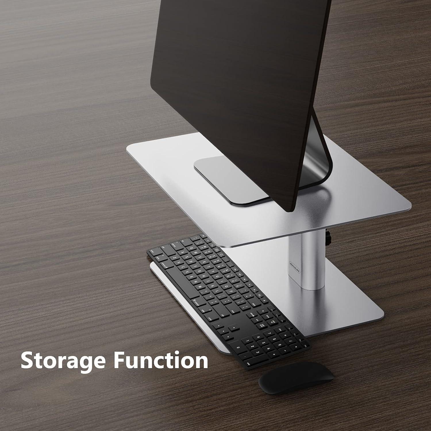 Nillkin Monitor Stand Riser for Desk, Adjustable Height Computer Monitor Stand, Ergonomic Aluminum Computer Desk Holder for iMac,MacBook, Dell, HP, Lenovo and Other Screen Display, Black