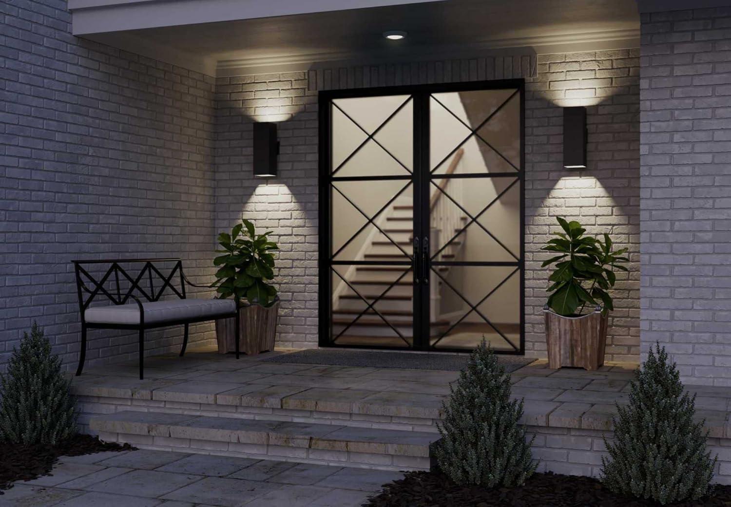 Progress Lighting, Outdoor Square, 2-Light Wall Light, Antique Bronze, Aluminum, Halogen, Damp Rated