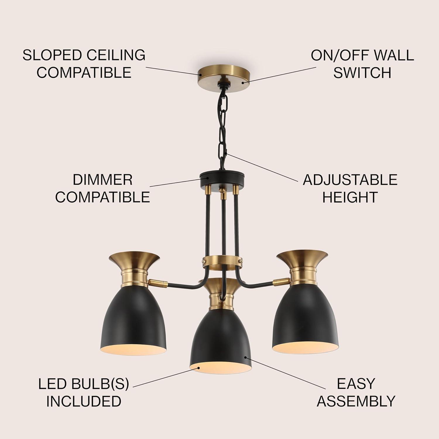 Middleton 20" Black/Brass Gold Metal LED Sputnik Chandelier